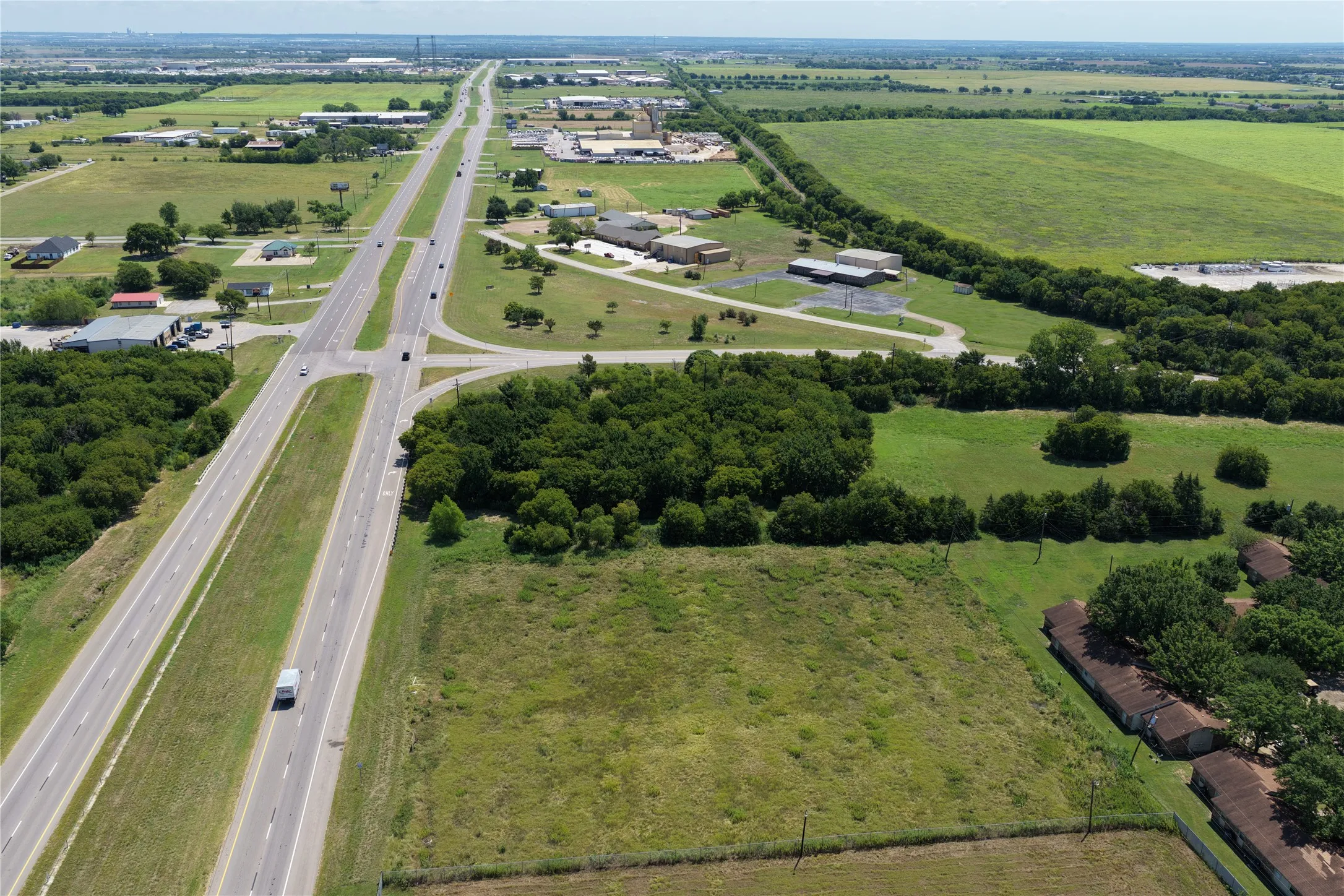 View of rural area featuring a major roadway