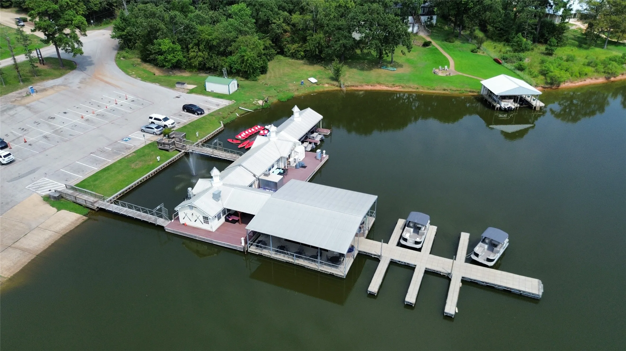 Aerial view of a large body of water