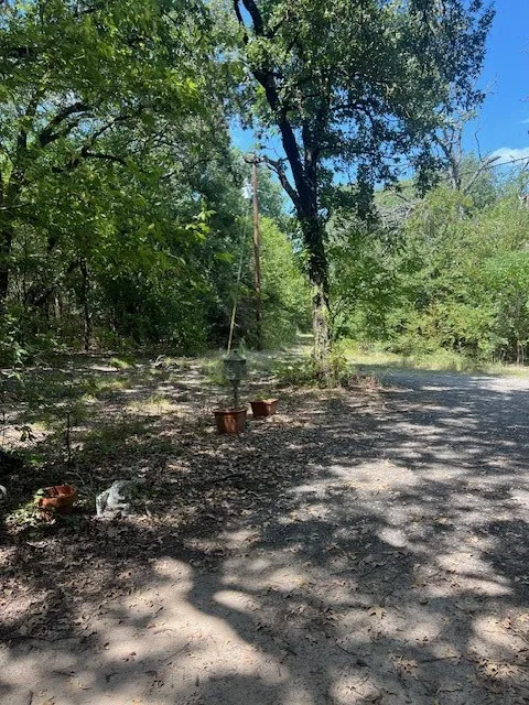 View of dirt / gravel road featuring a wooded view