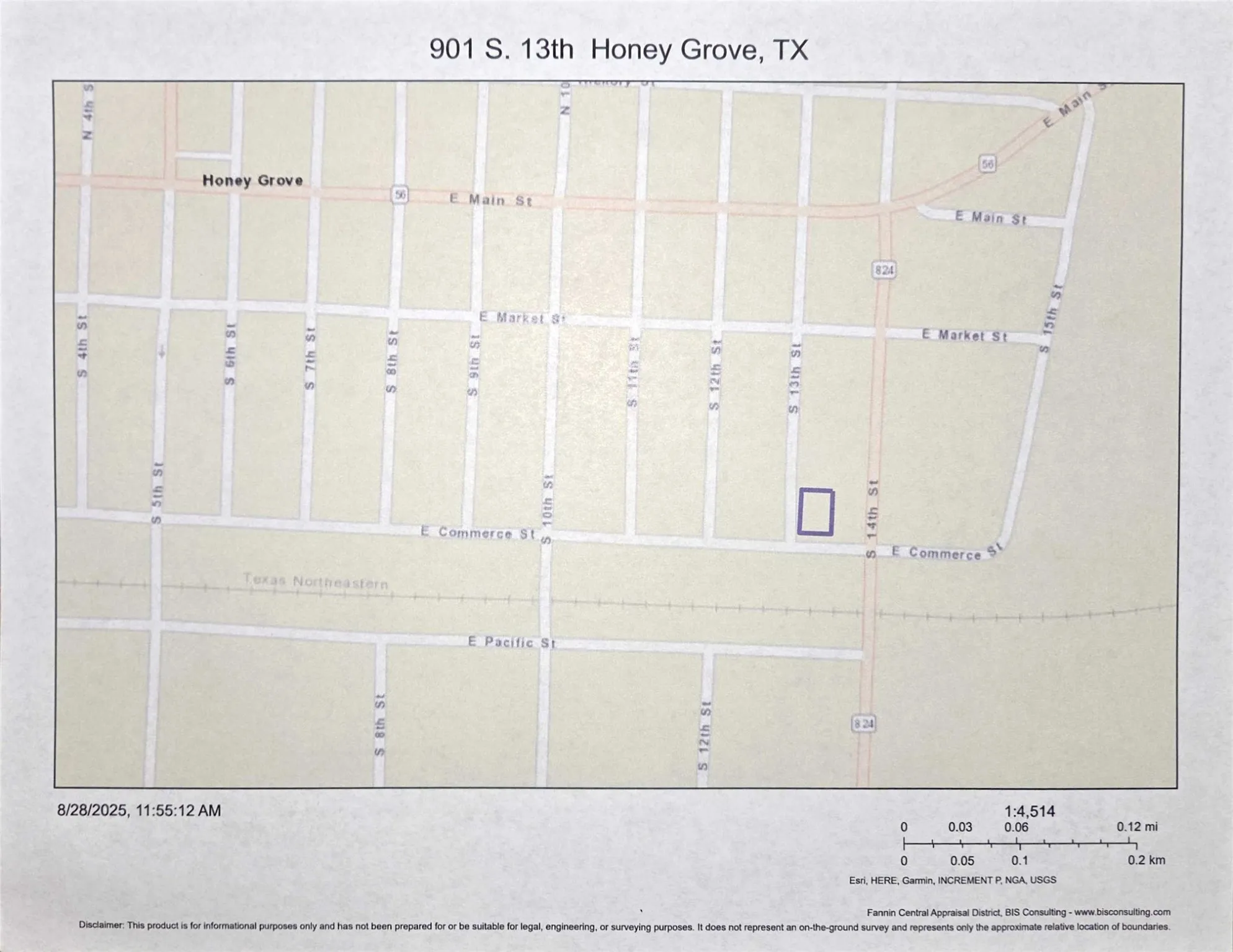 Map from Fannin CAD Website showing location of property.