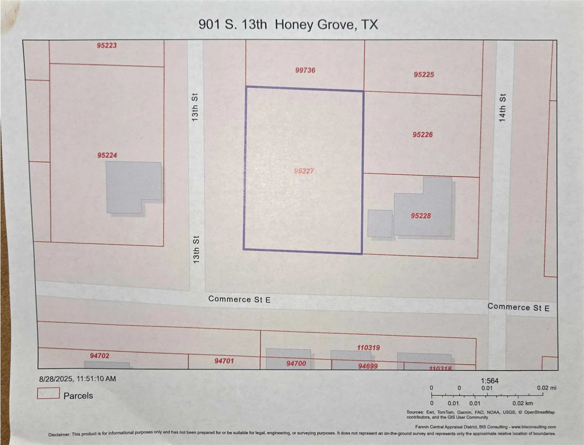 Map from Fannin CAD Website showing location of property.