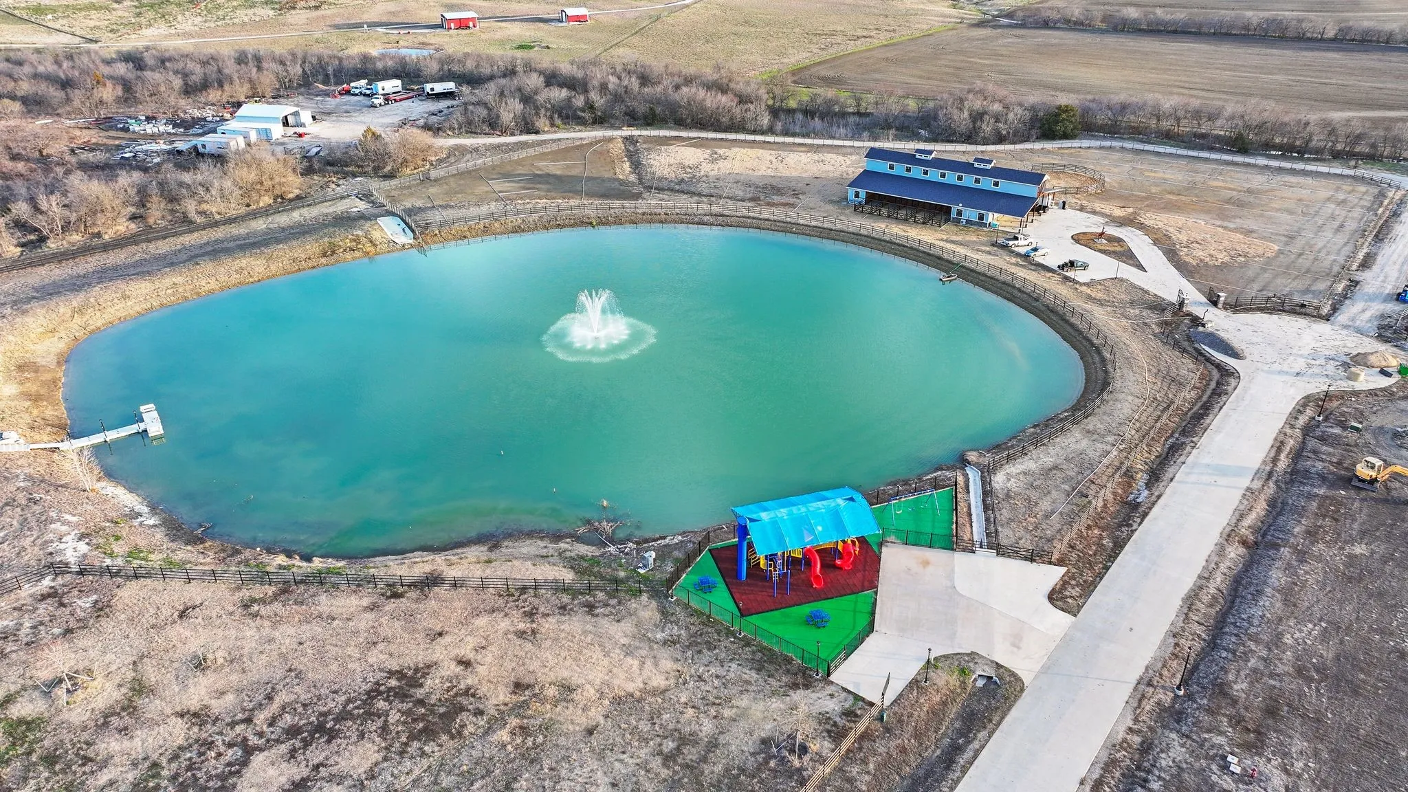 Drone / aerial view of stock pond