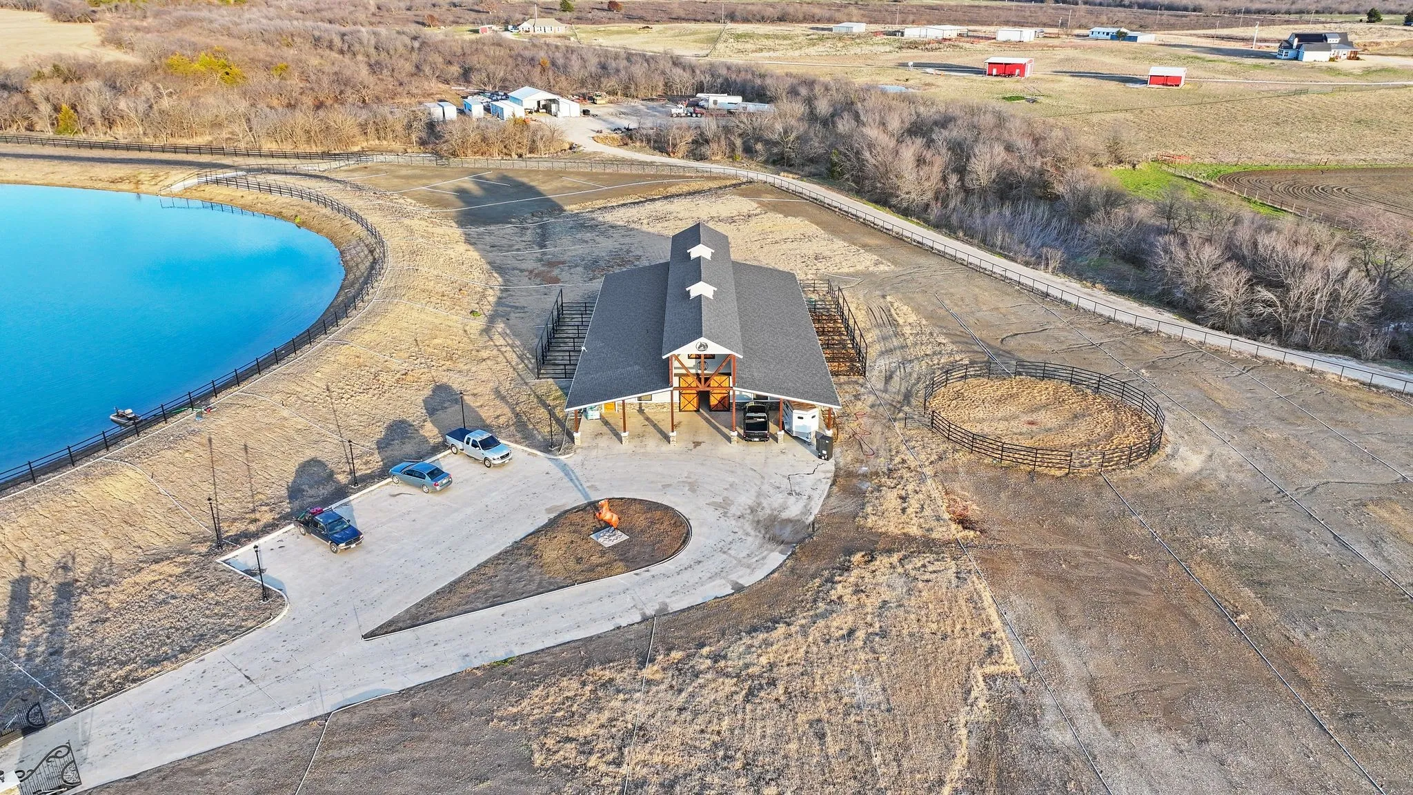 Aerial view of stables