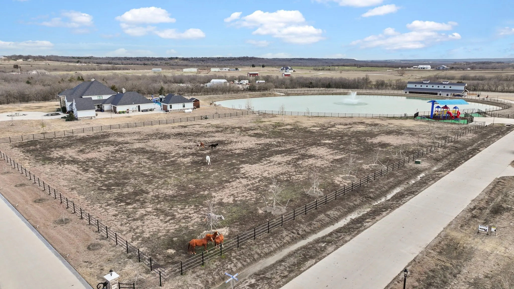 Aerial view of horse area