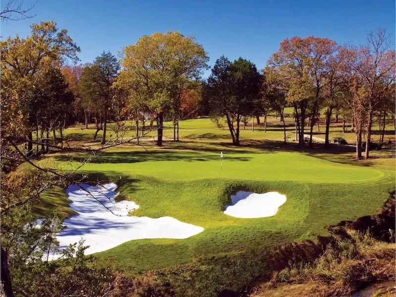 View of community featuring view of scattered trees and view of golf course