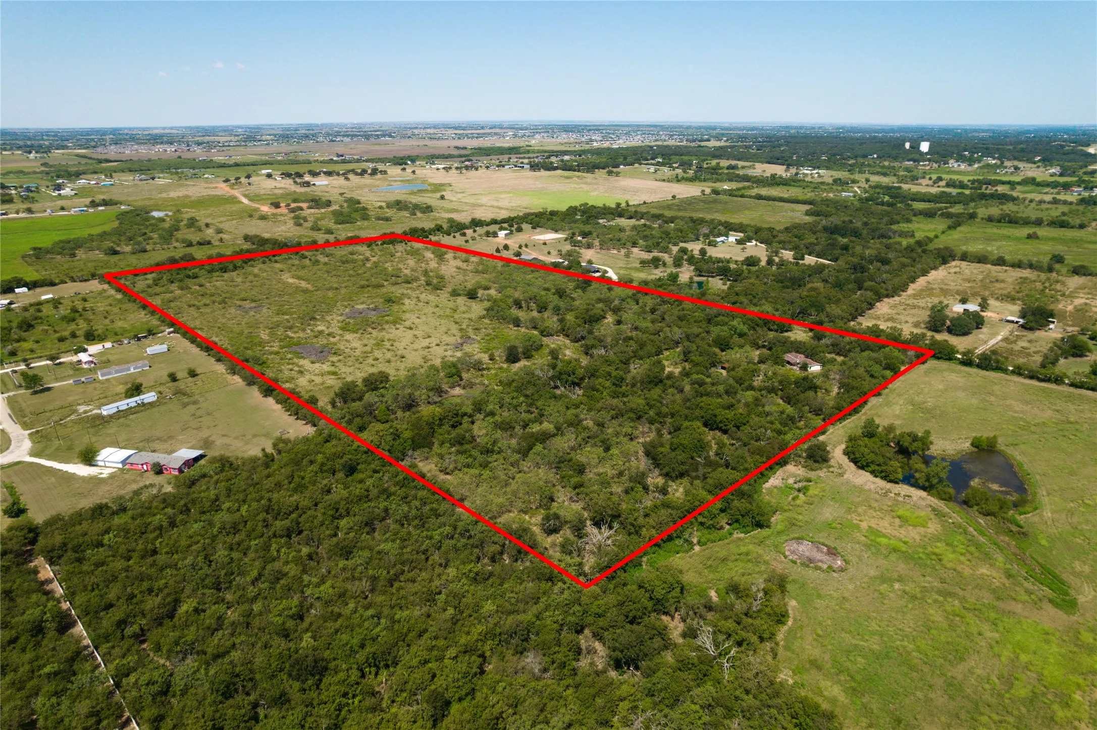 View of rural area with property boundaries highlighted