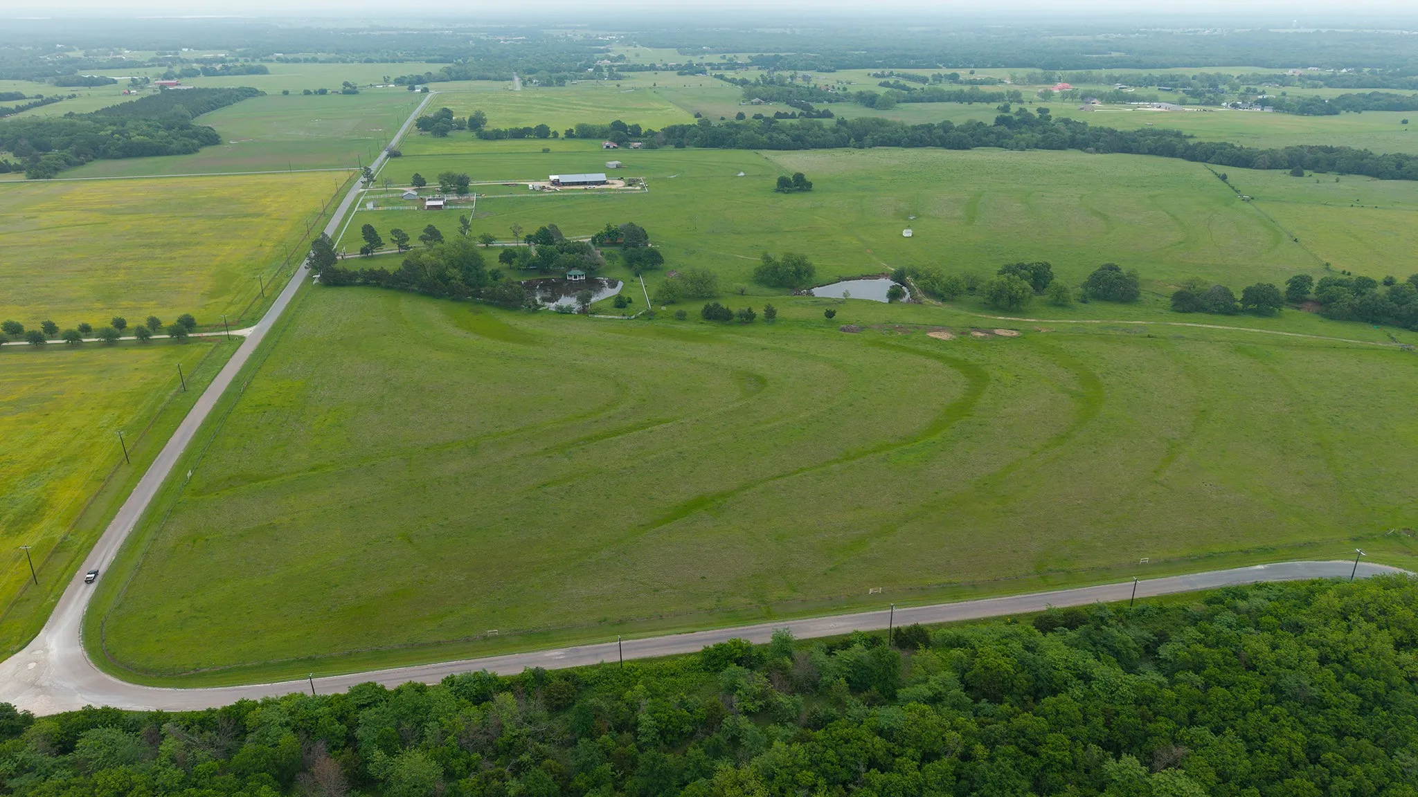Aerial view of sparsely populated area