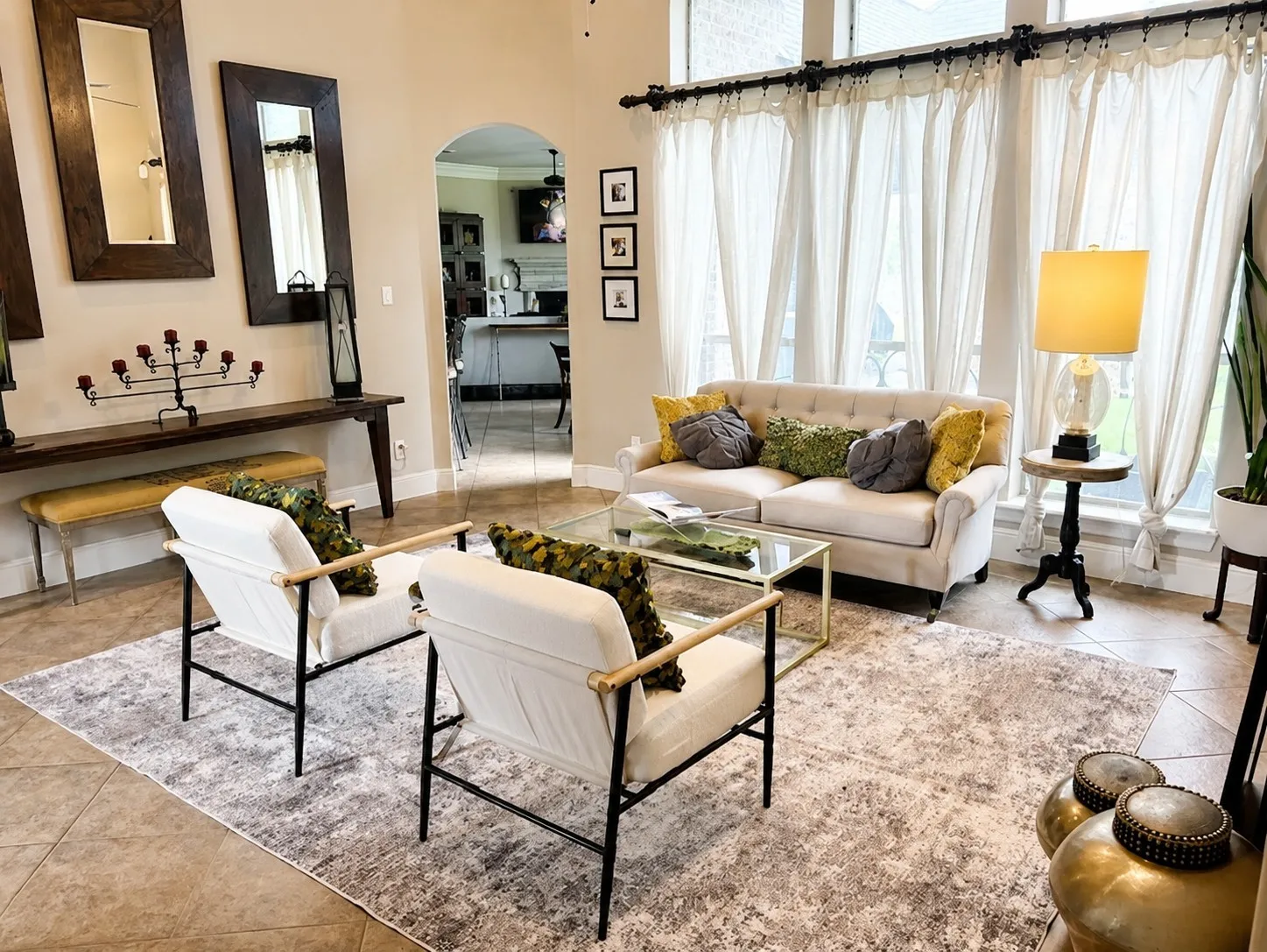 Gorgeous front living room facing the entry to the breakfast area and kitchen.
