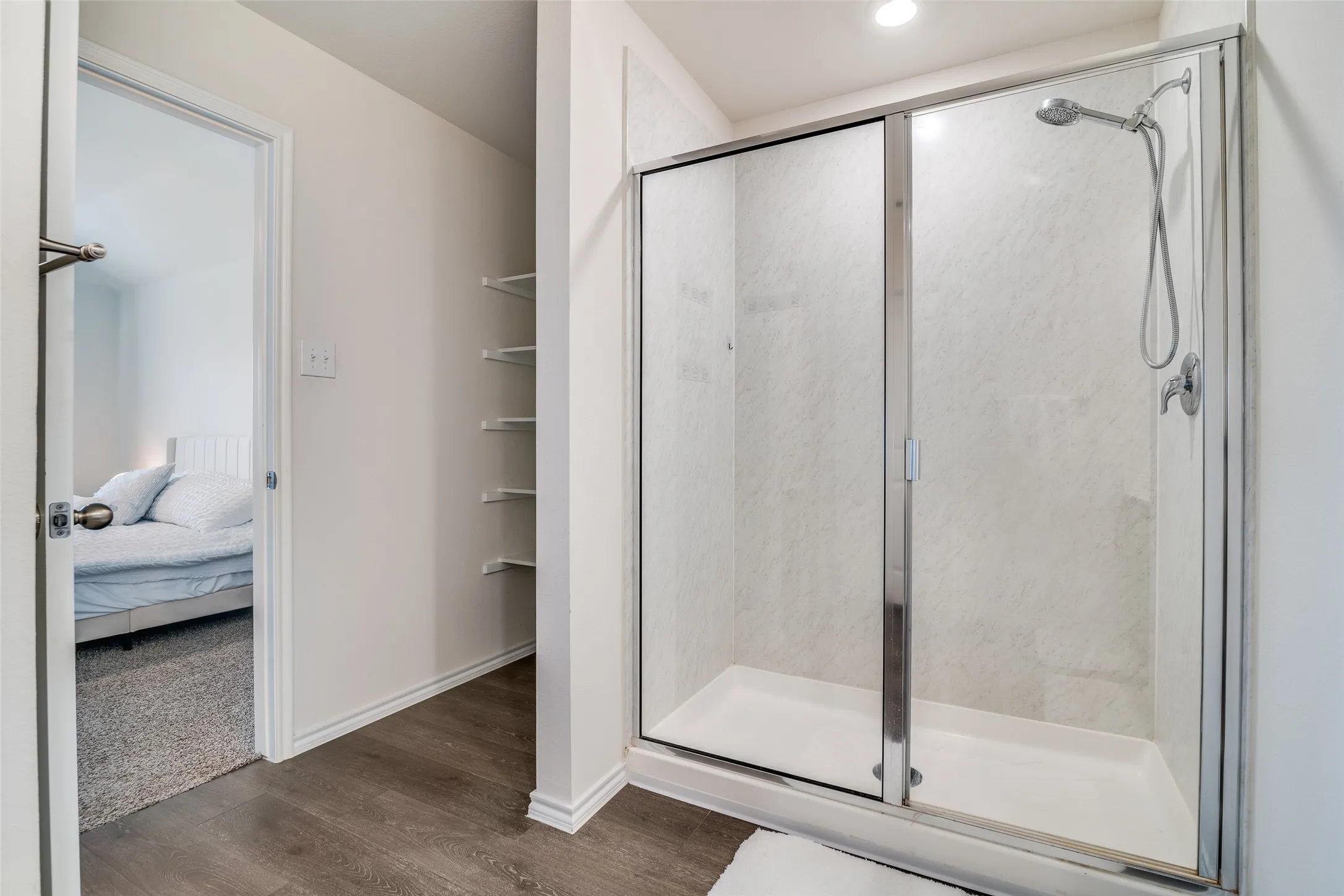 Over sized double shower.