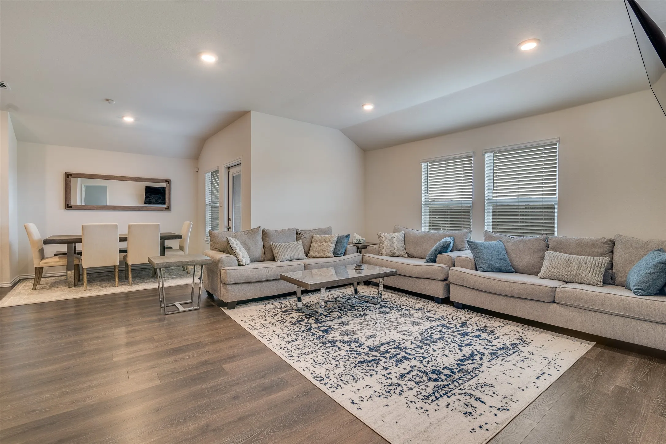 Easy living here.  Open flow living to dining.