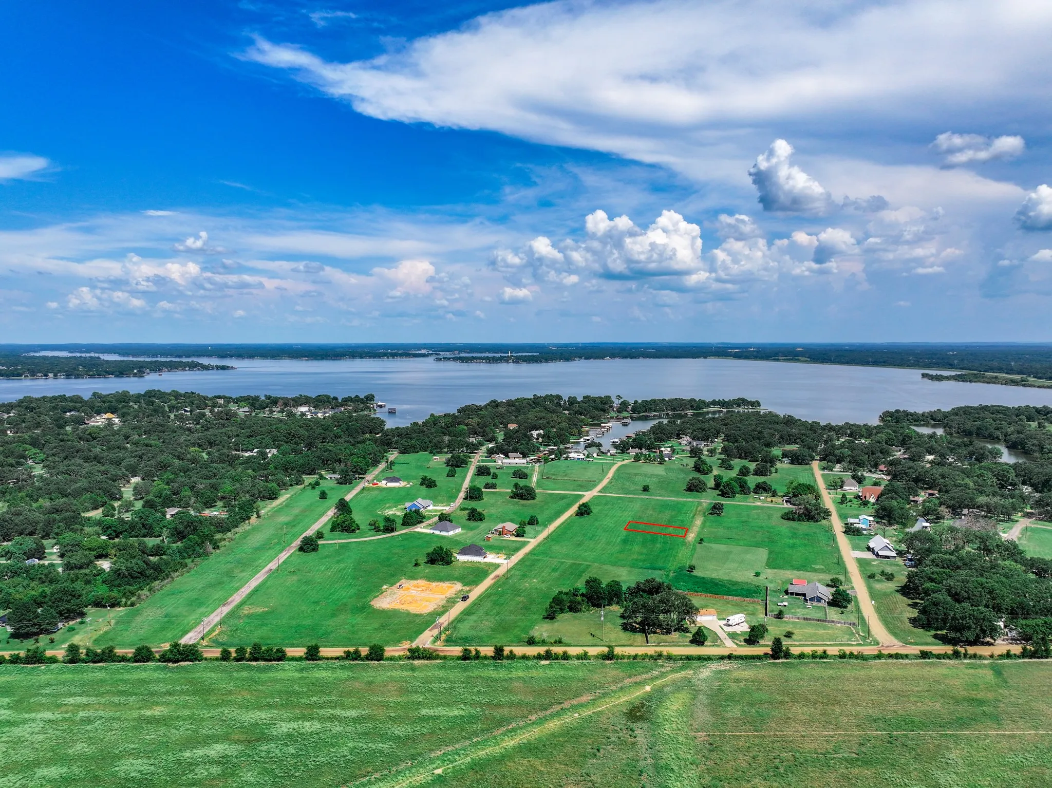 Aerial view of a large body of water
