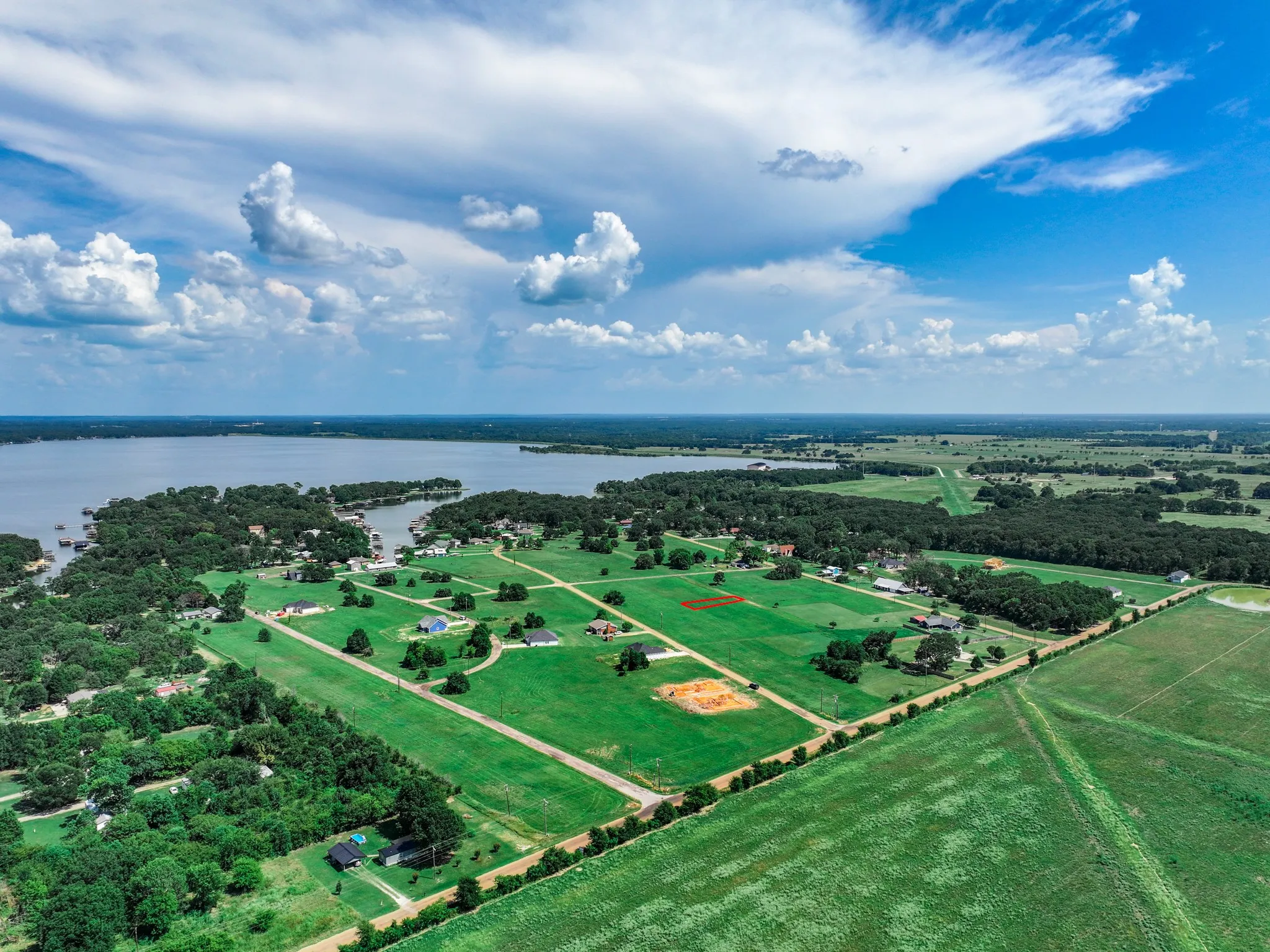 Bird's eye view of a large body of water