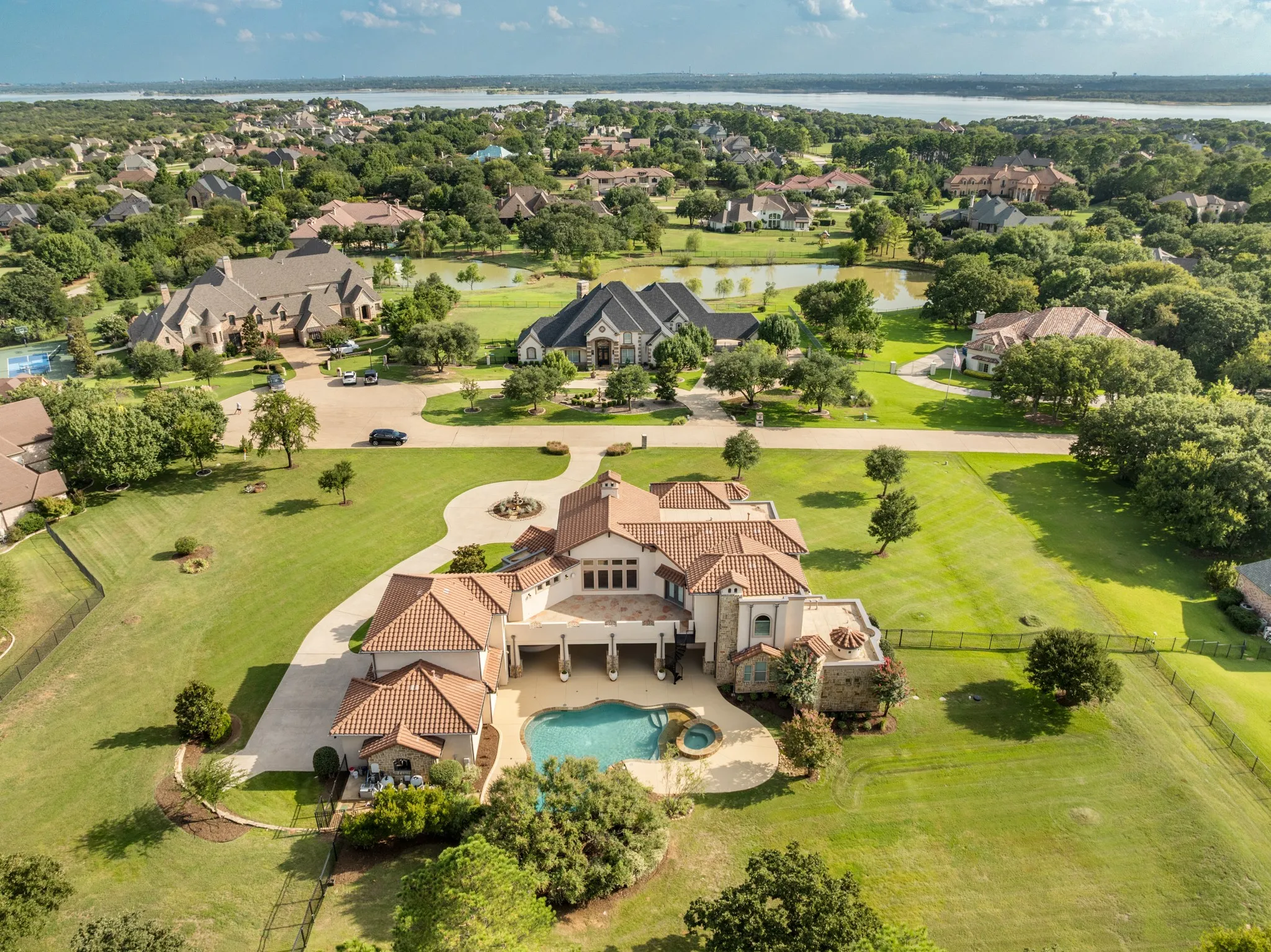 Nestled on over 2 acres in one of the most desirable neighborhoods zoned for award-winning Blue Ribbon schools and conveniently close to upscale shopping and dining in Flower Mound, Grapevine and Highland Village and less than 15 miles from DFW Airport, ideal for commuters.