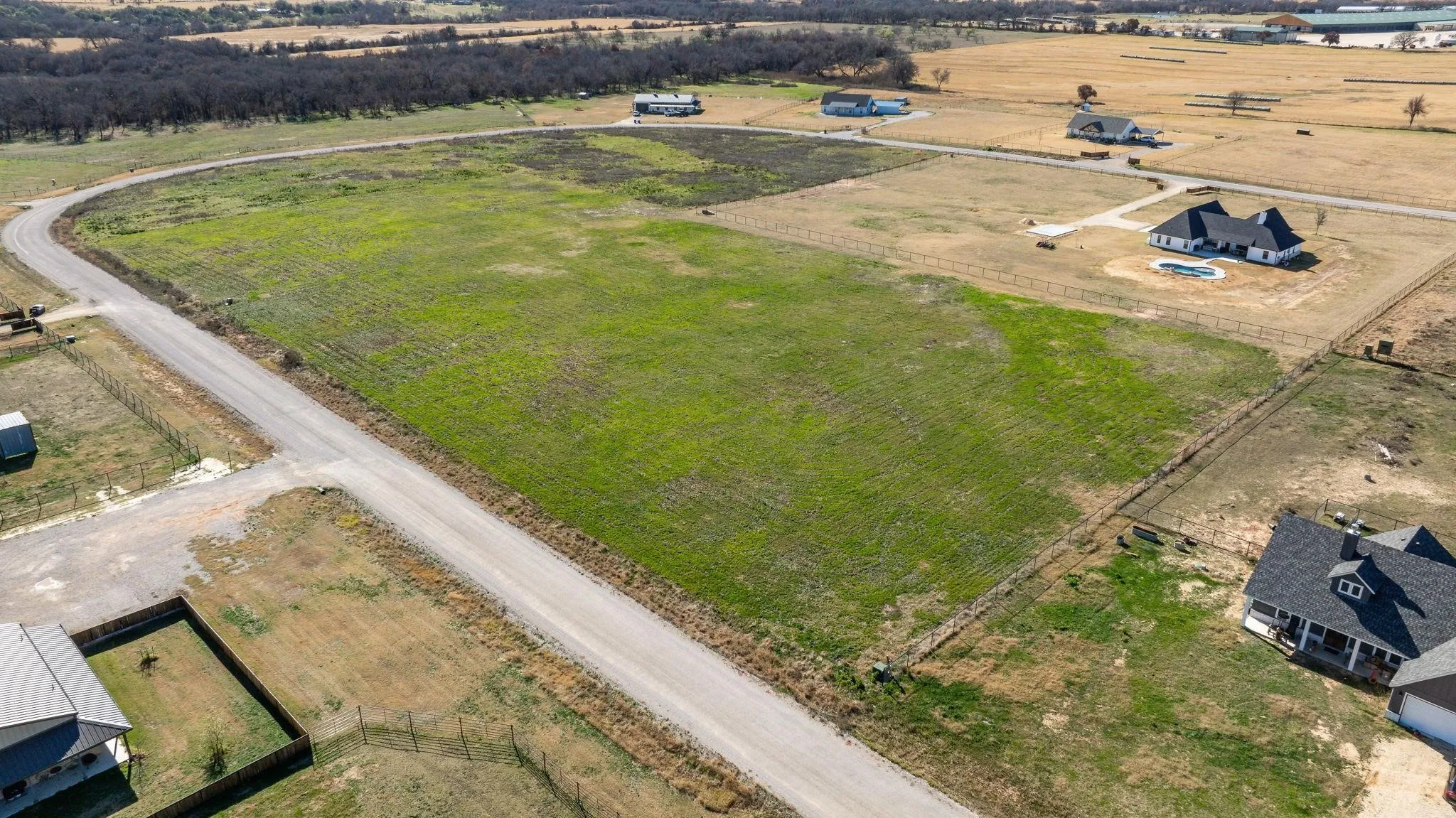 Aerial view of sparsely populated area