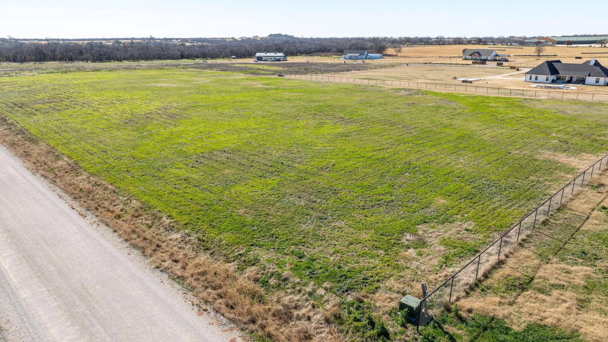 View of rural area with rows of crops