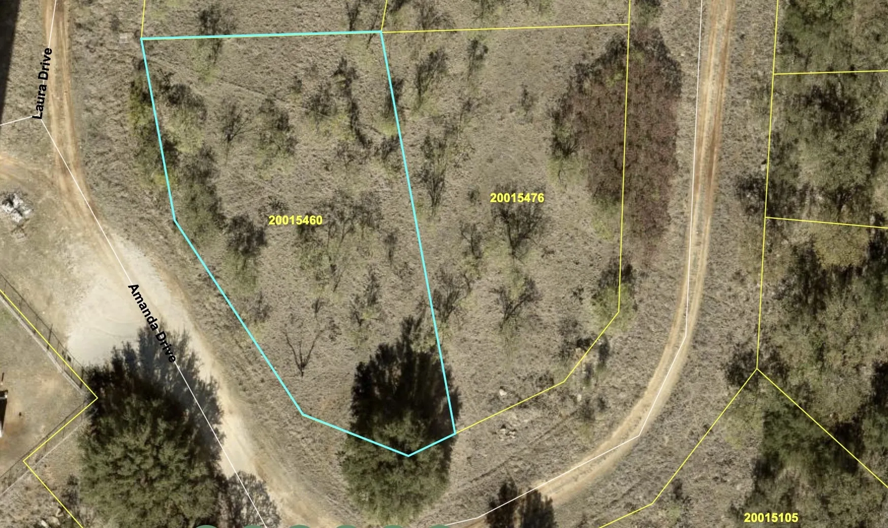 Aerial overview of property's location featuring property boundaries highlighted