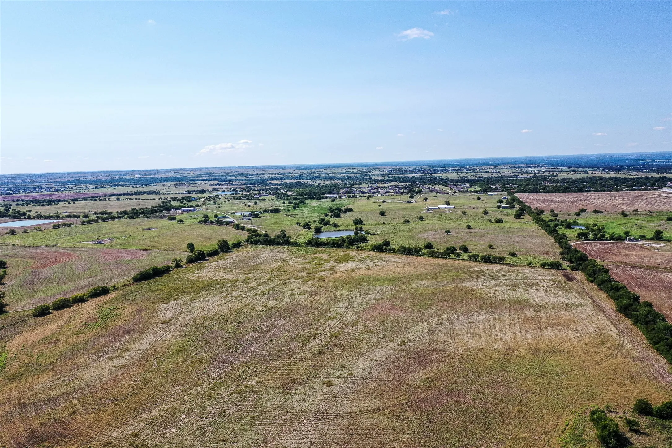 View of rural area with rows of crops