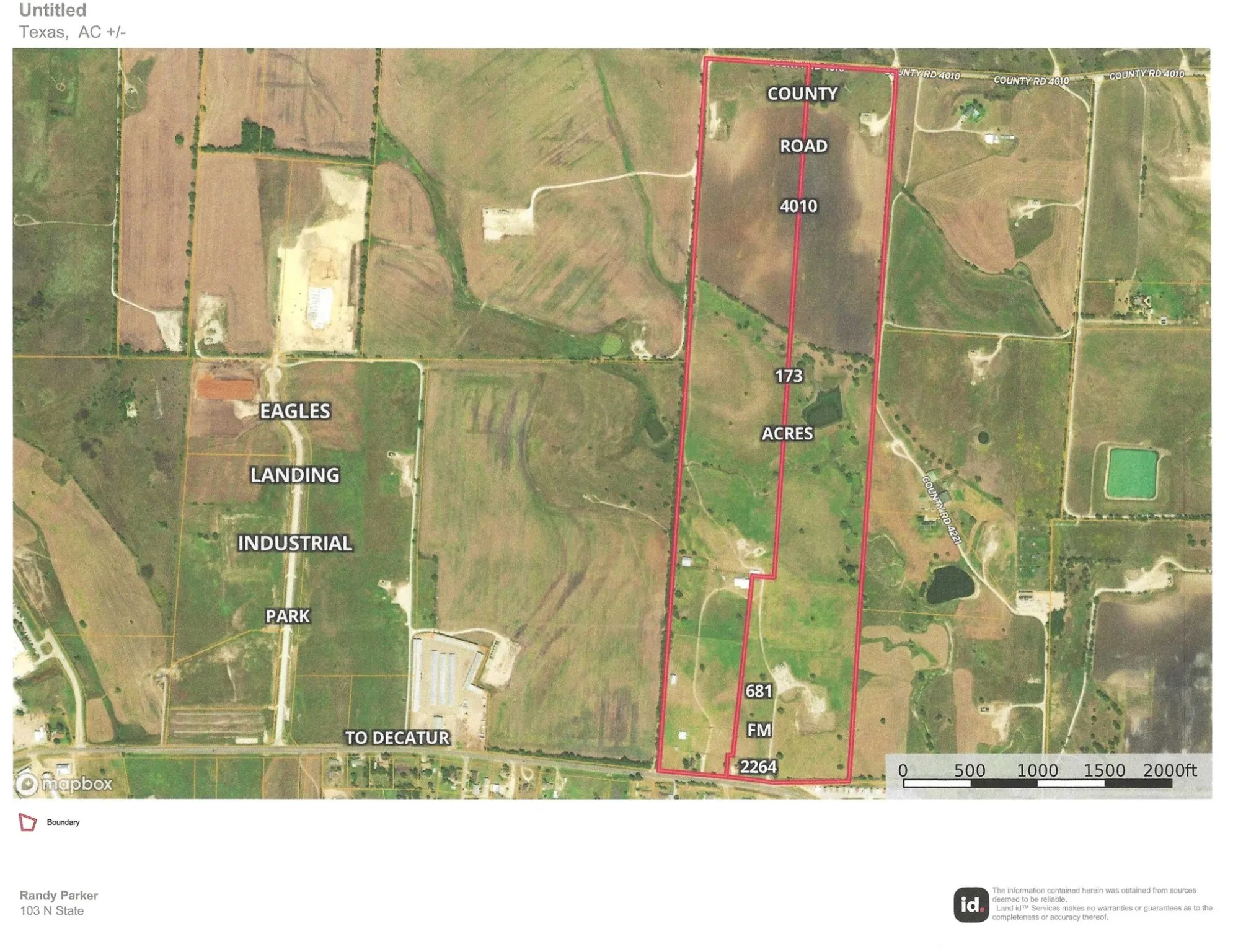 Aerial view of property's location with property boundaries highlighted