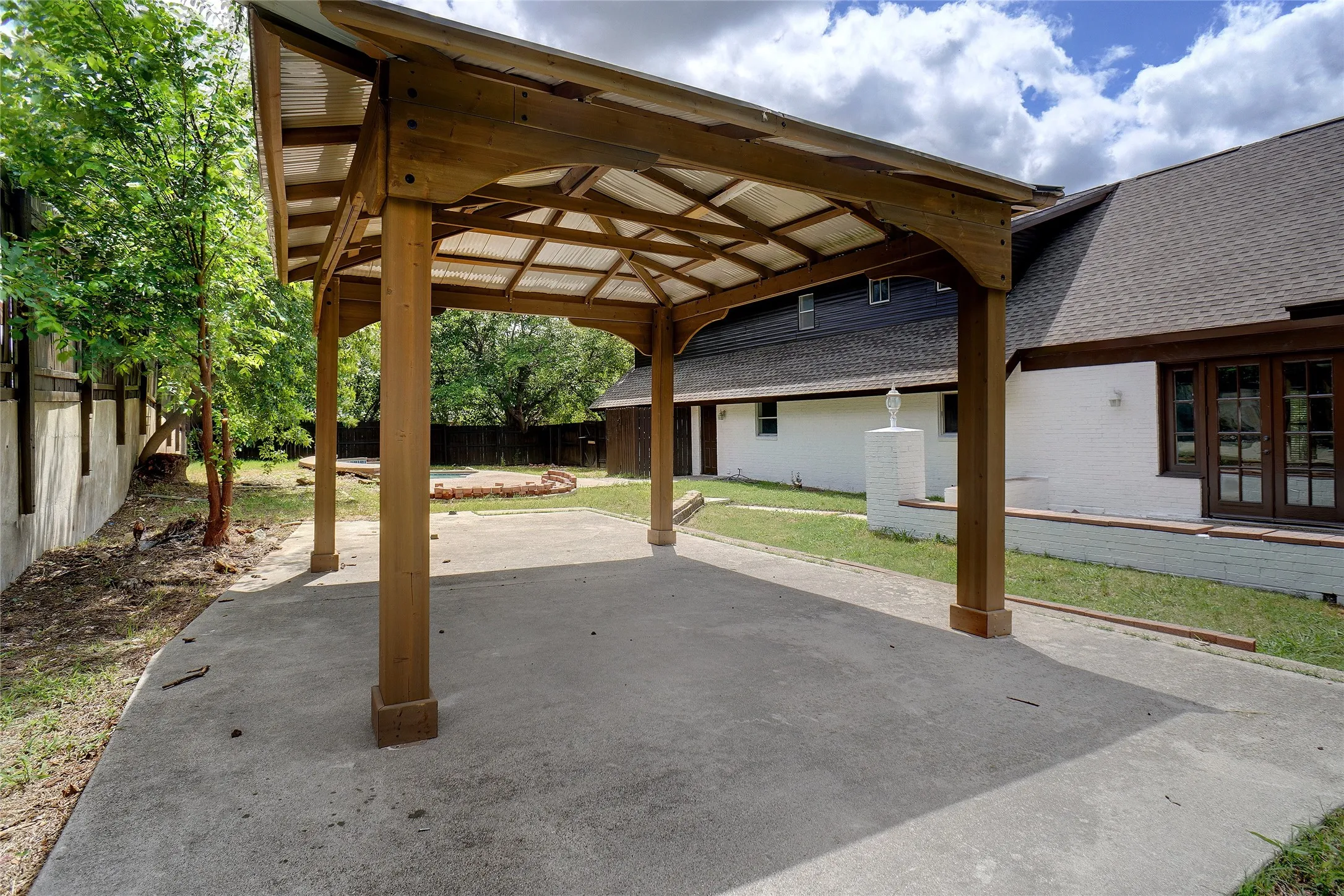 View of patio with a gazebo