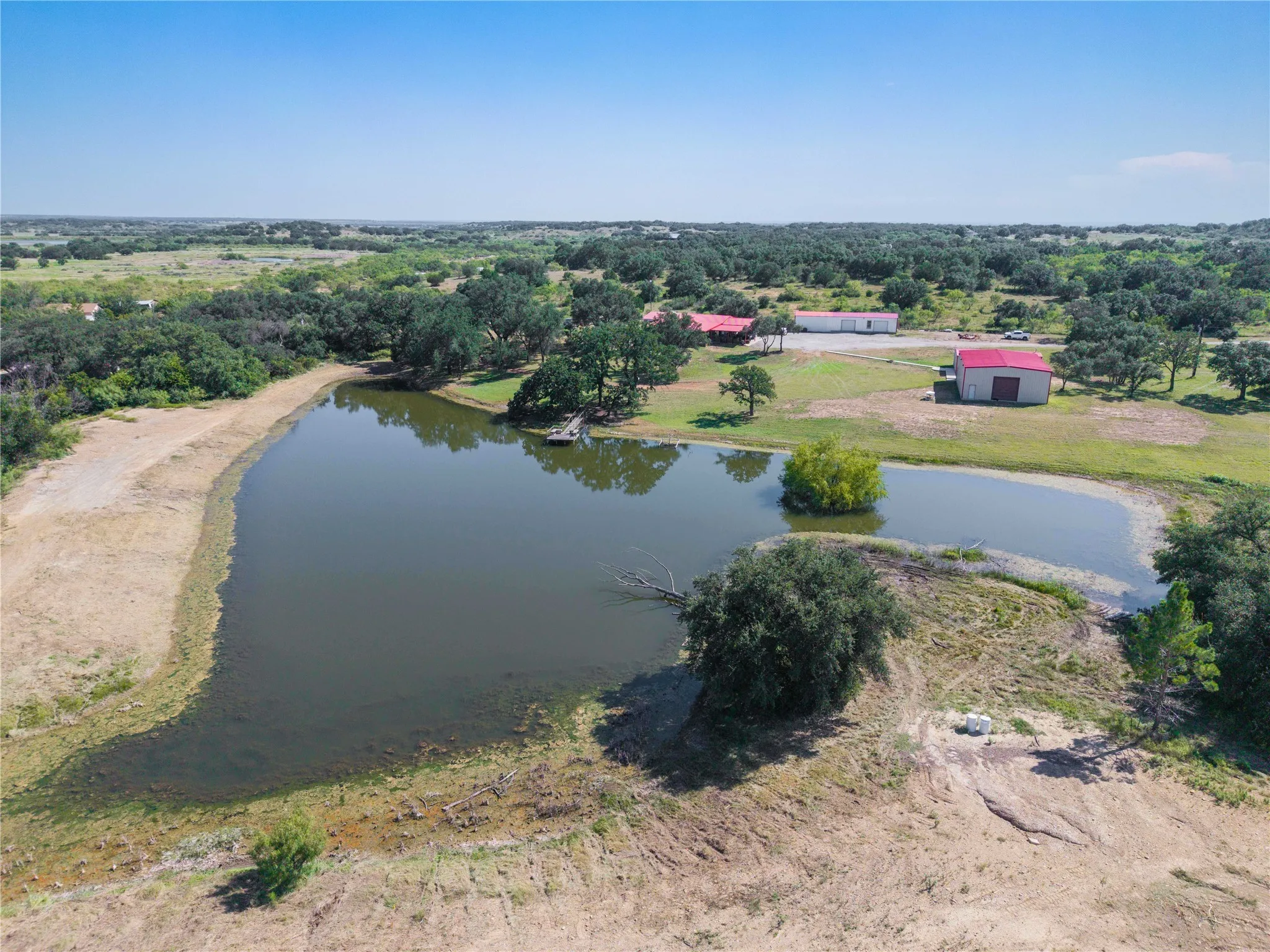 Aerial view of a large body of water