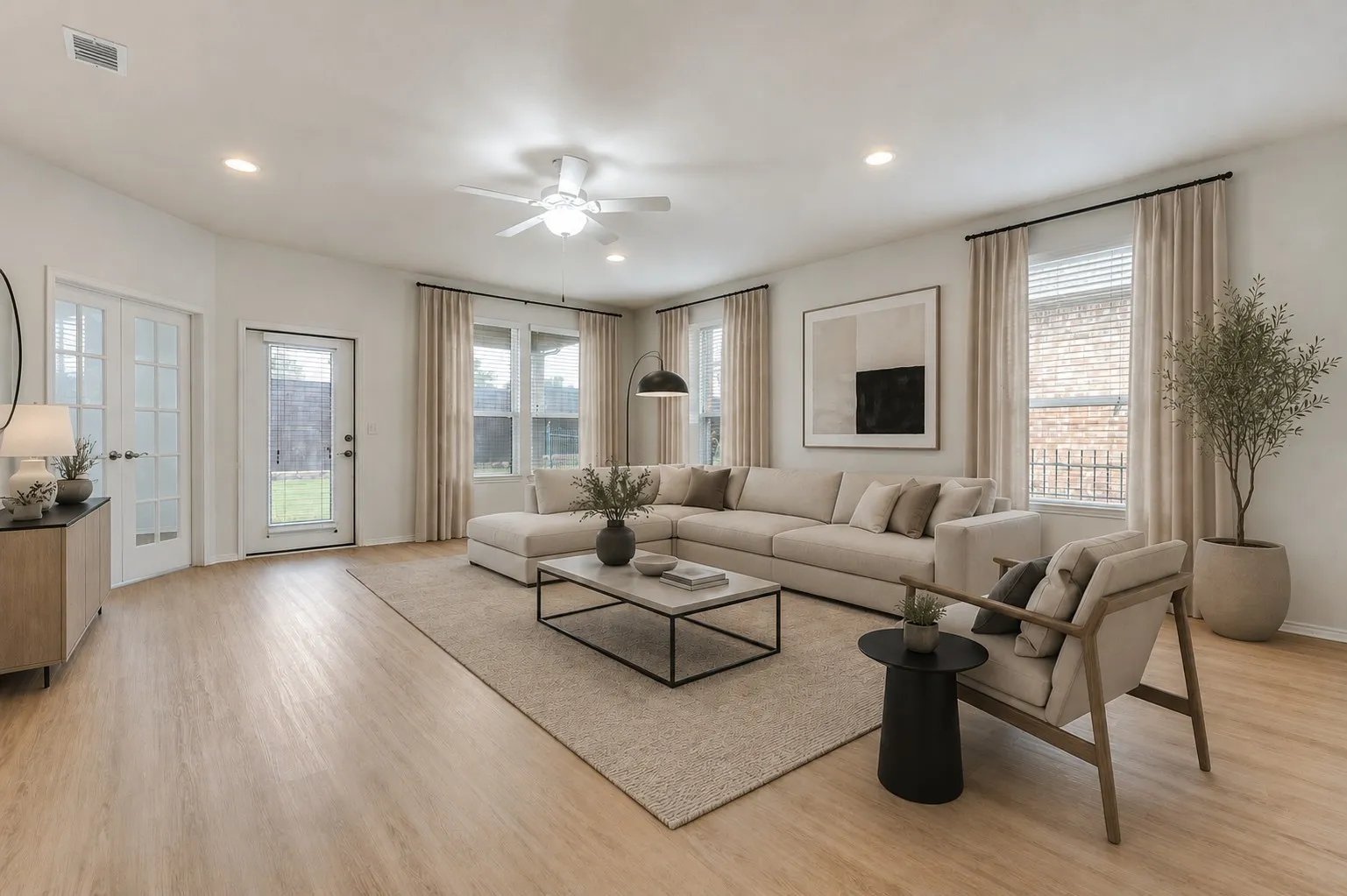 Virtually staged living room.