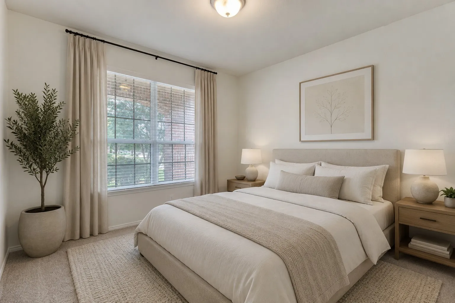 Virtually staged bedroom.