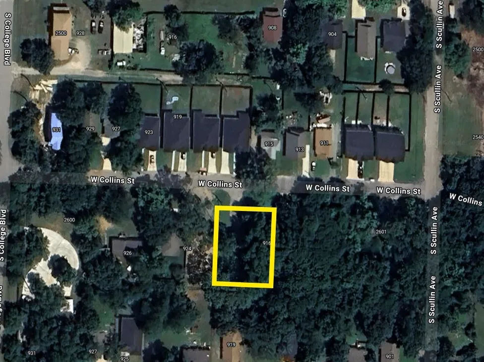 Aerial view of property's location with property boundaries highlighted