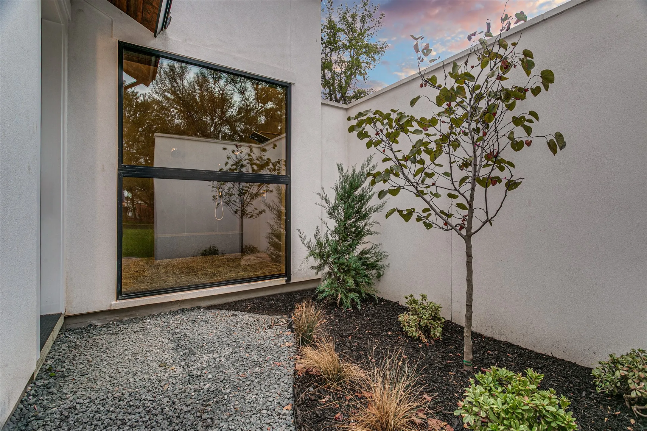 Zen Garden outside master shower