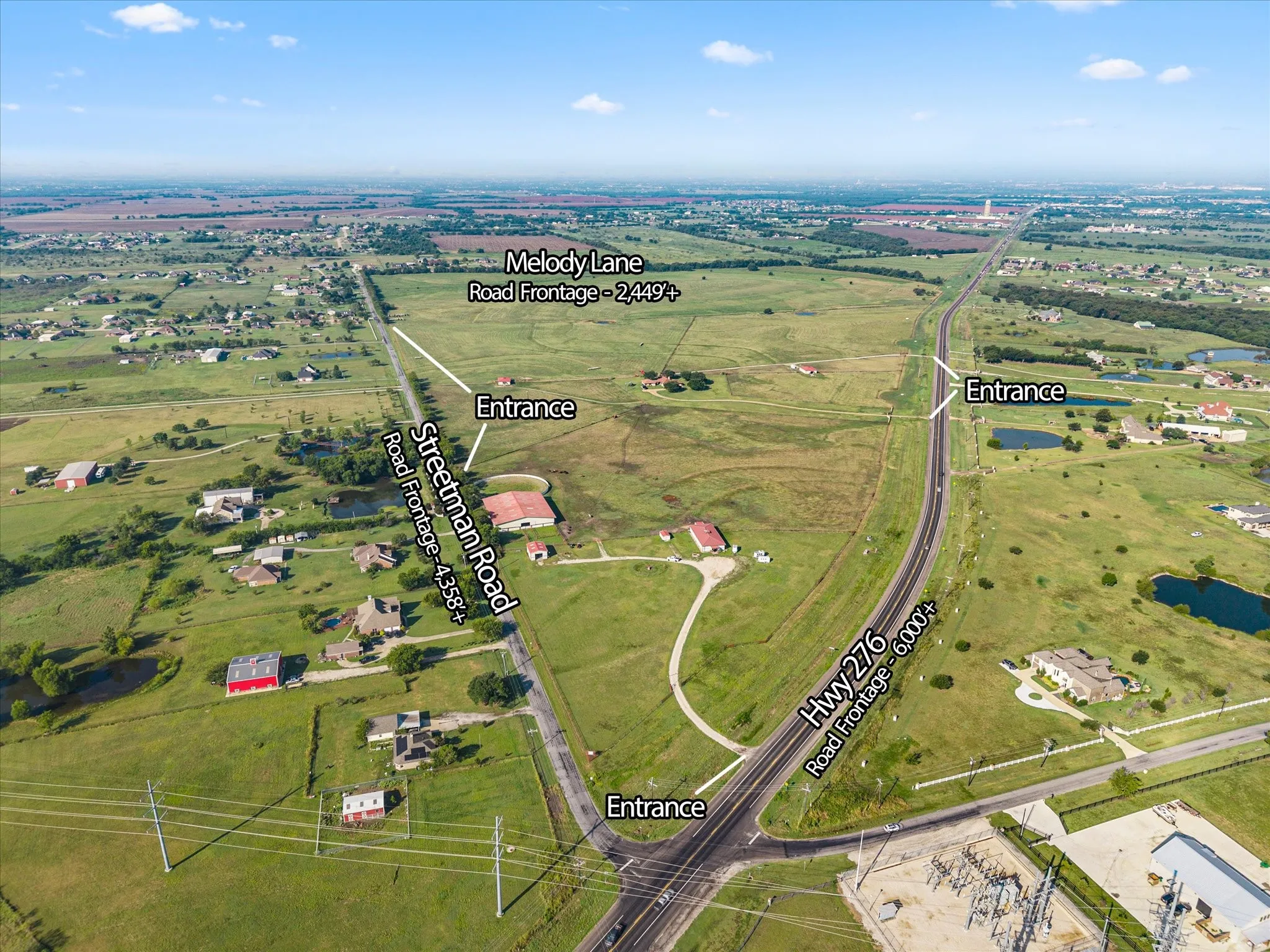 Prime frontage along Hwy 276 with direct access to an 18” industrial water line running the full length of the property—ideal for large-scale residential, commercial, or industrial development.  (projected 17,326 VPD)