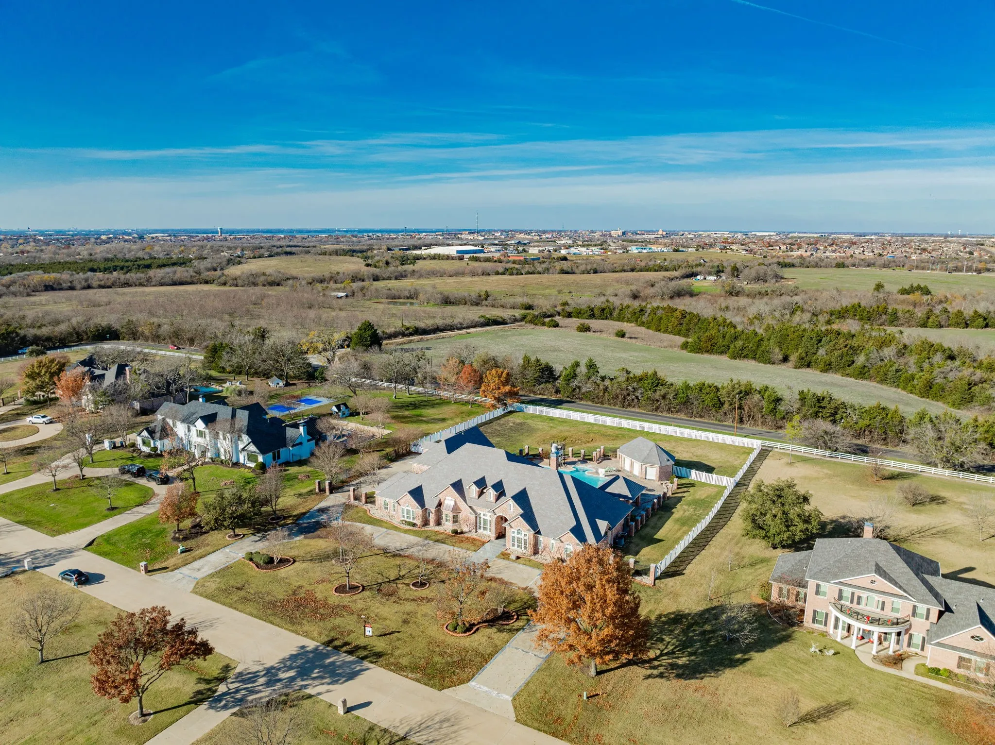 Aerial view of sparsely populated area