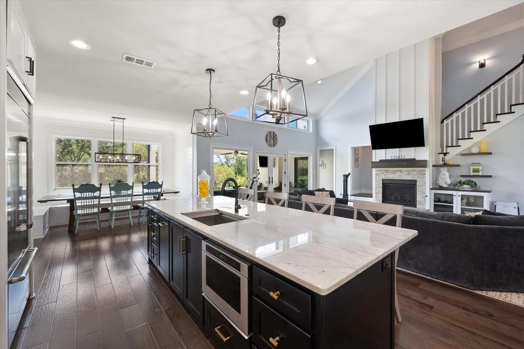 Huge kitchen island is the main attraction