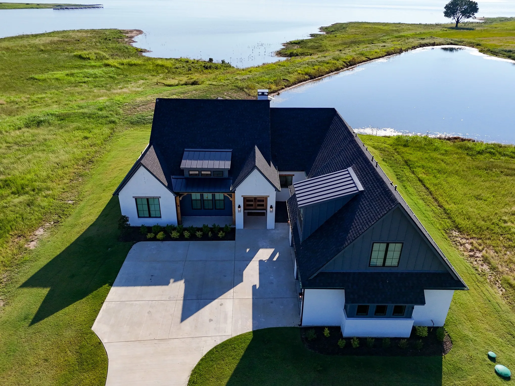 Drone / aerial view of a nearby body of water
