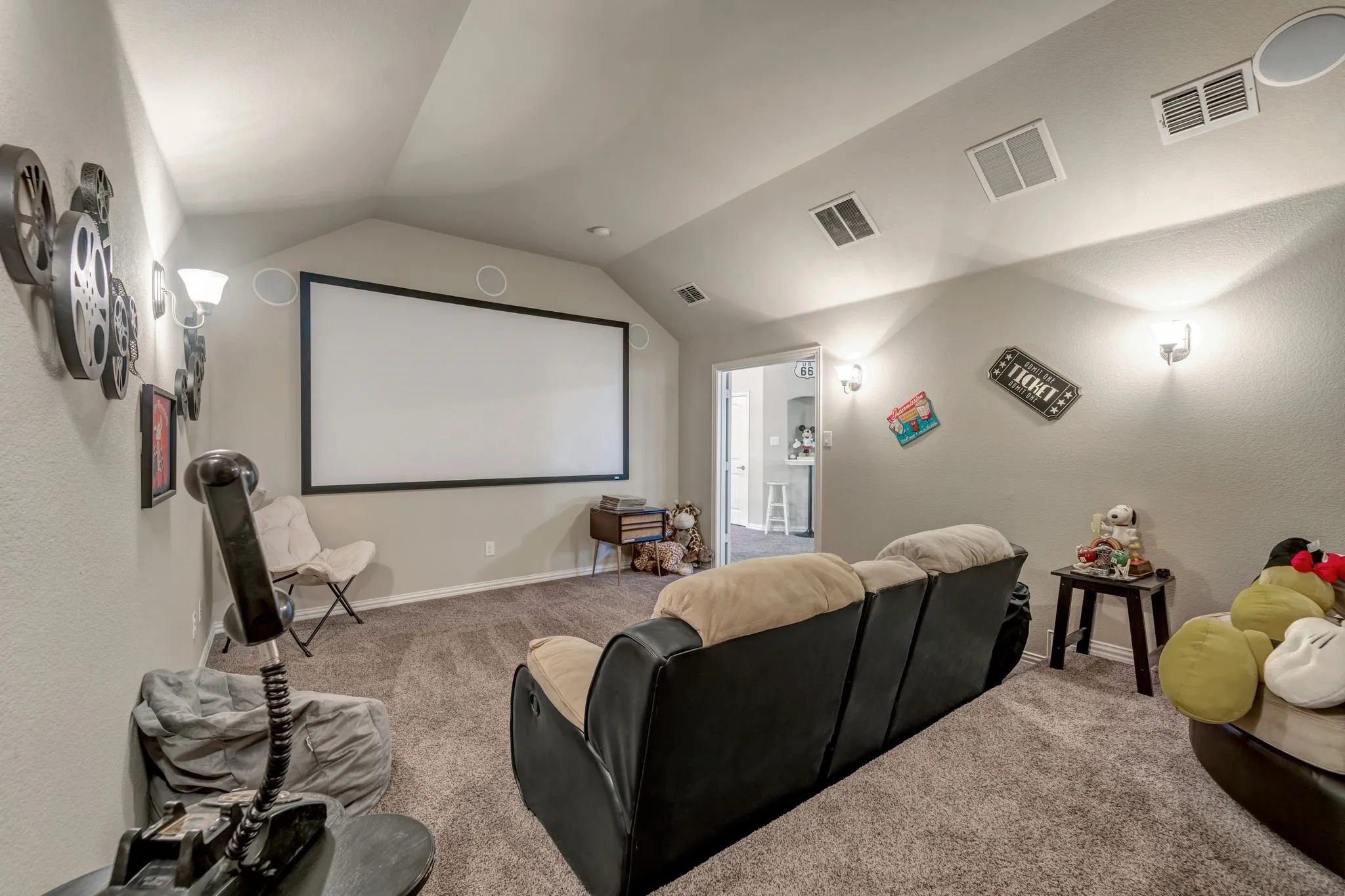 Separate media room with screen and projector included!