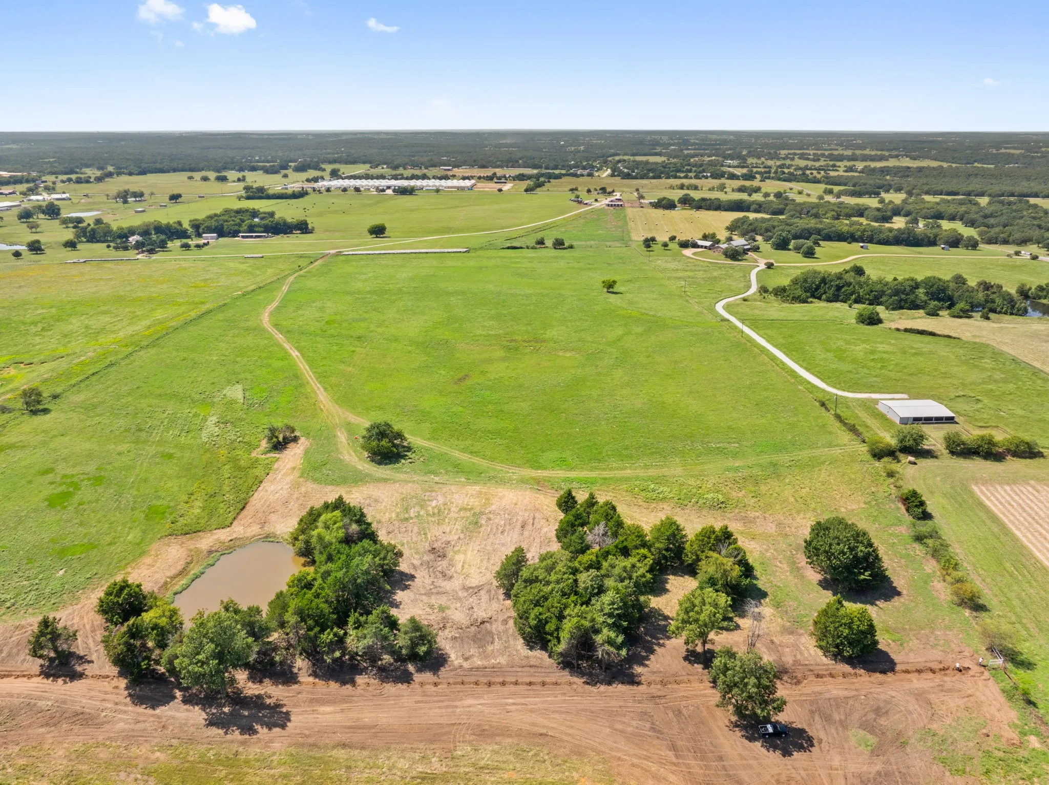 Aerial view of pastures