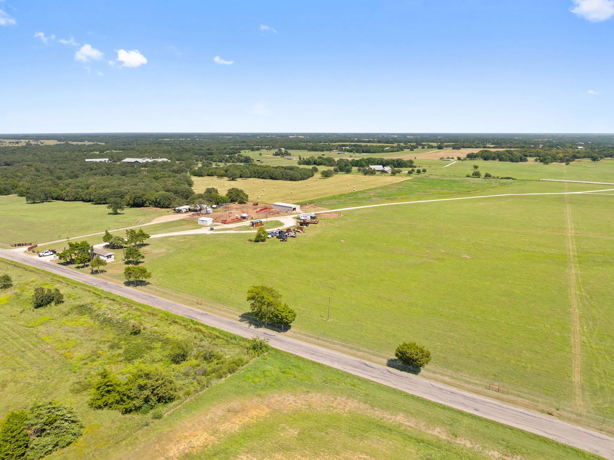 Aerial view of pastures