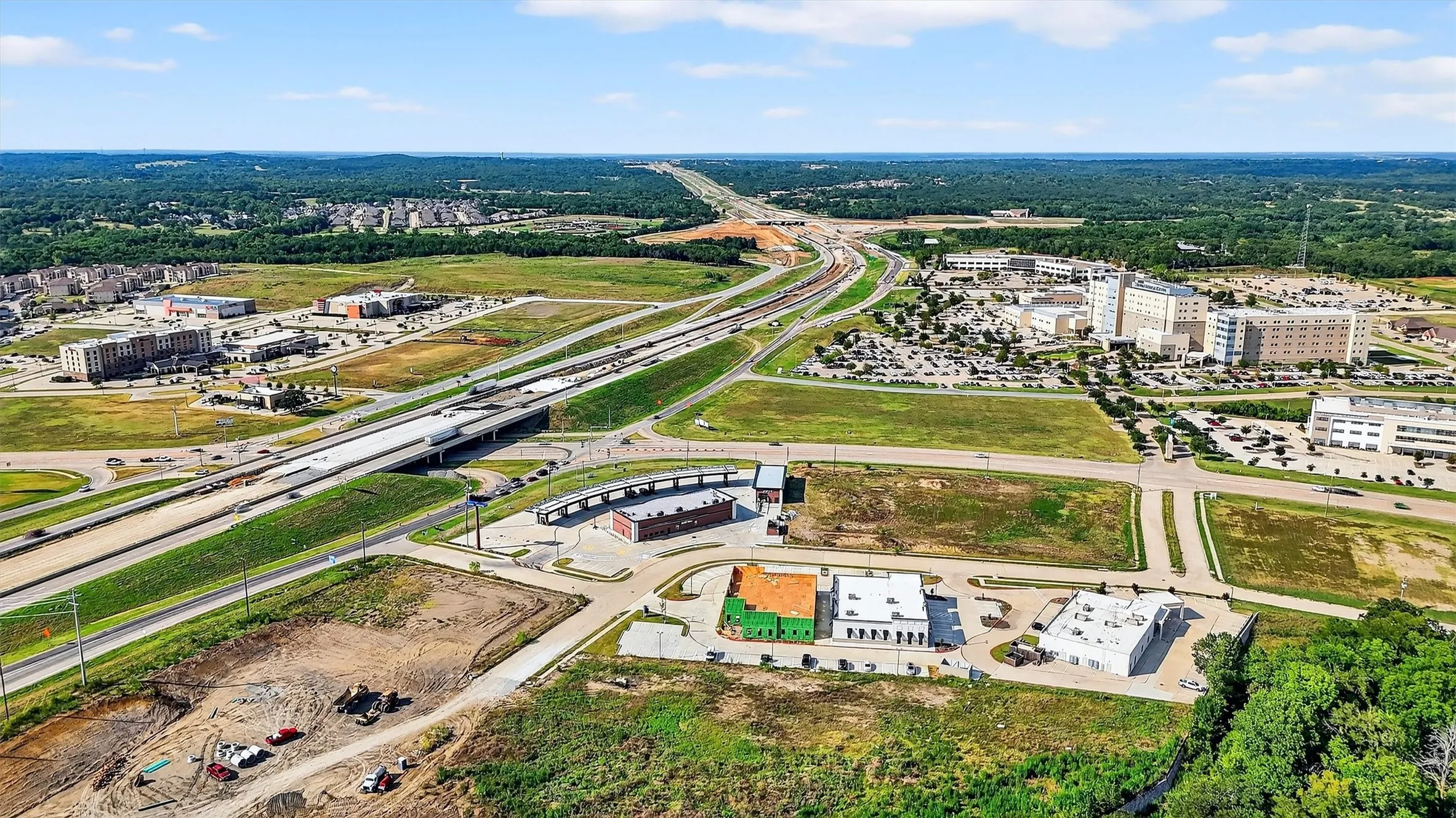 Aerial view of a major roadway