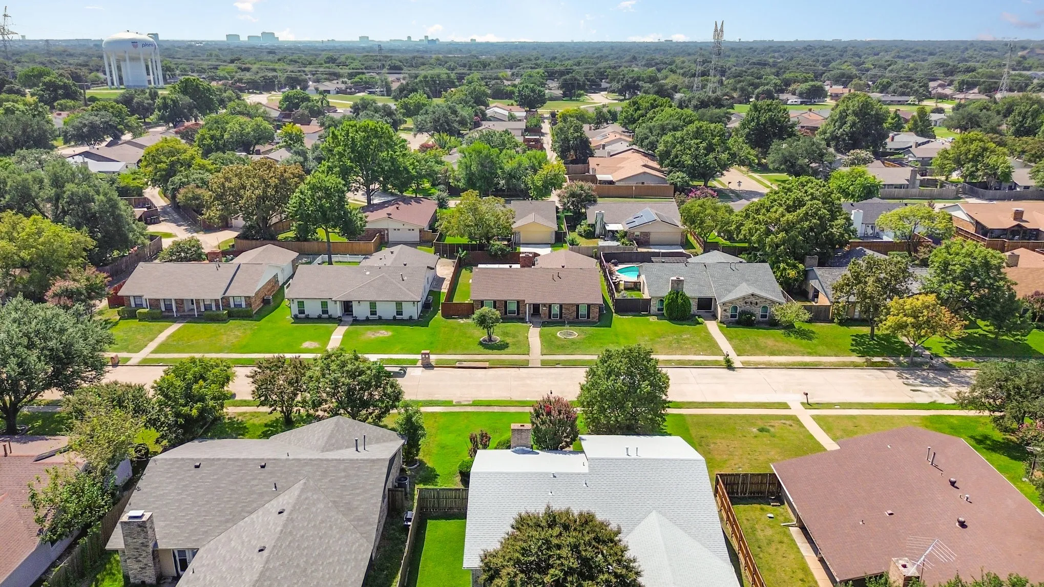 Aerial view of residential area
