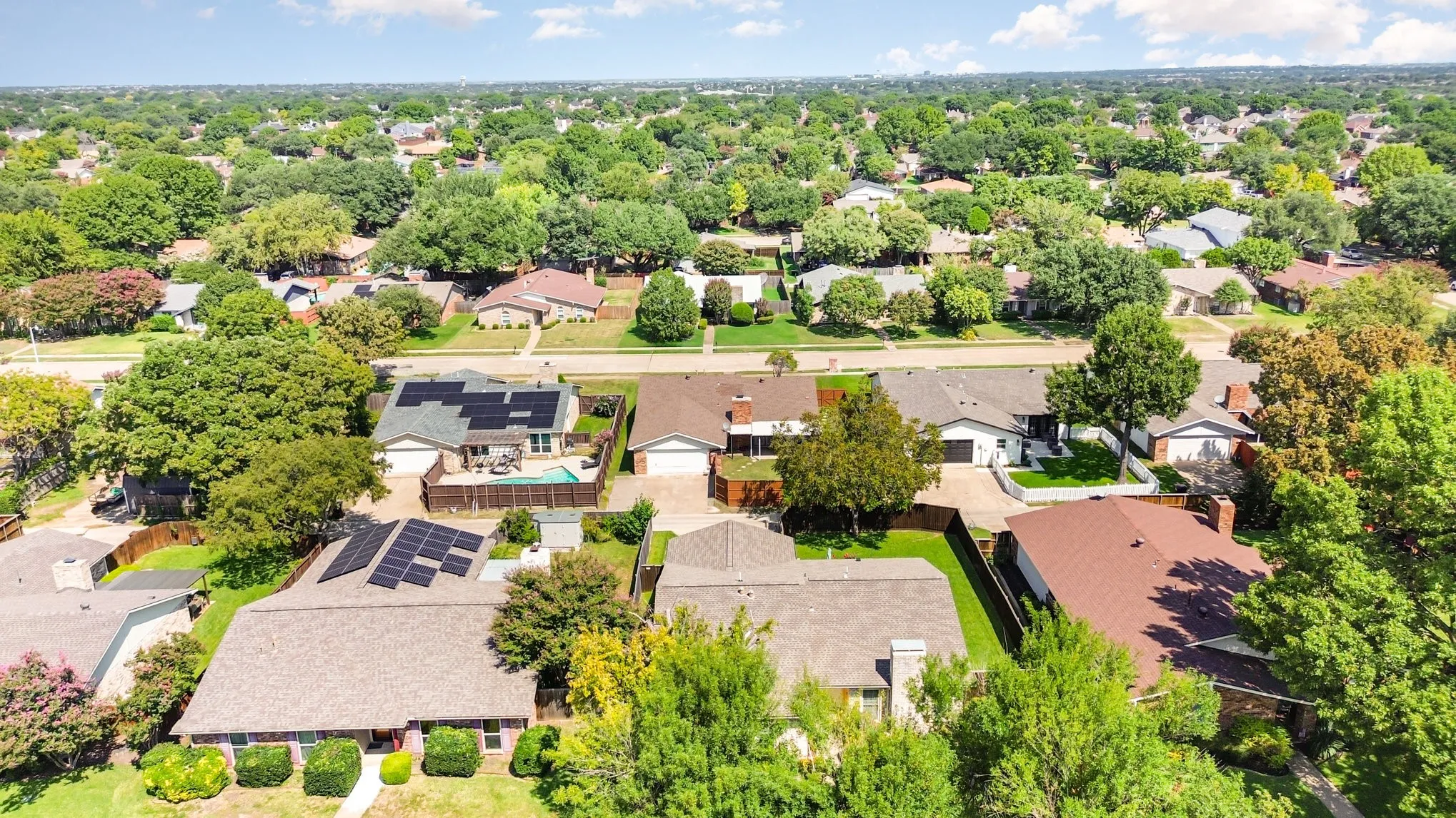 Aerial perspective of suburban area
