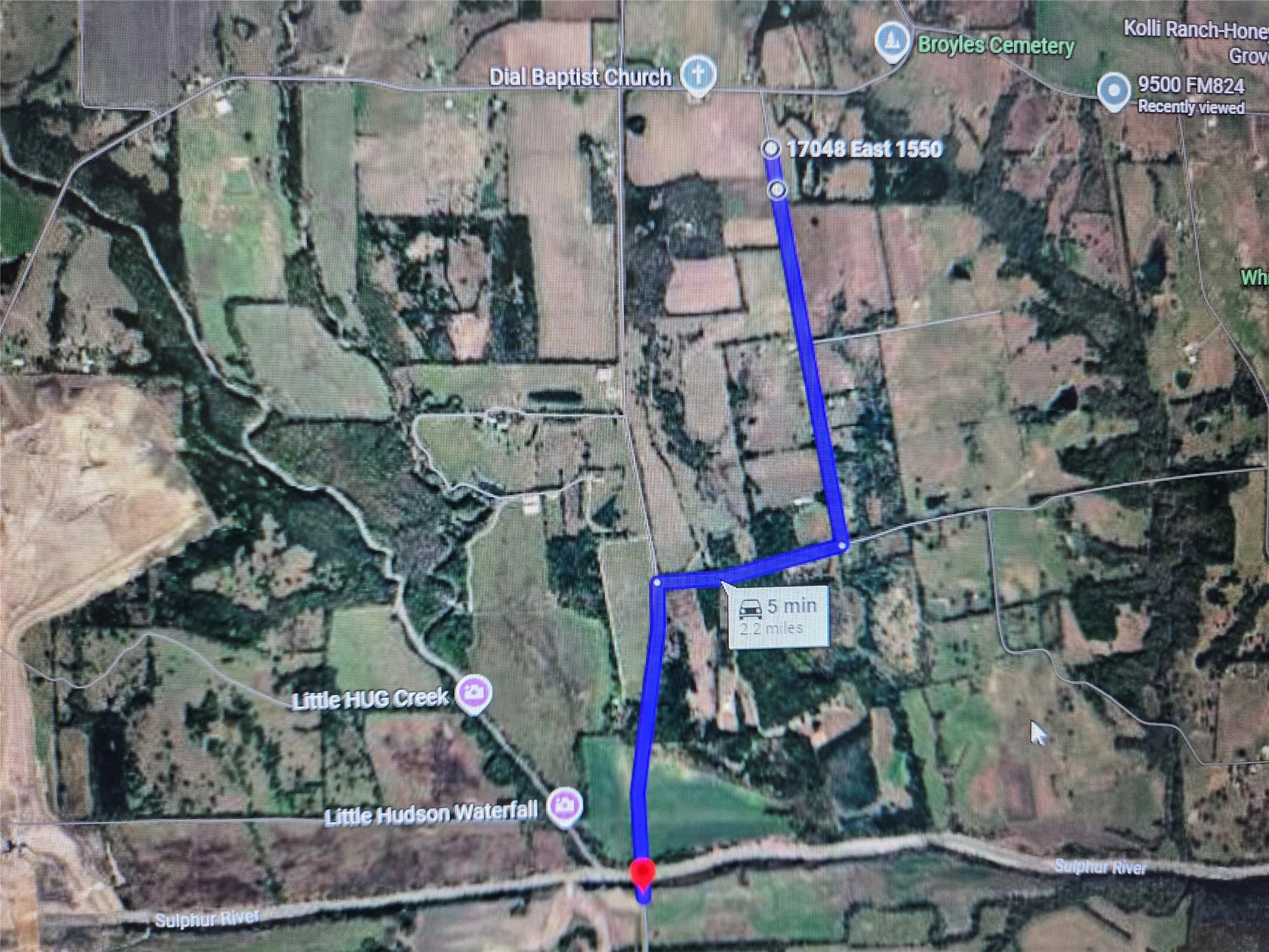 2.2 Miles from the Fossil Park on the
Sulphur River by Lake Ralph Hall