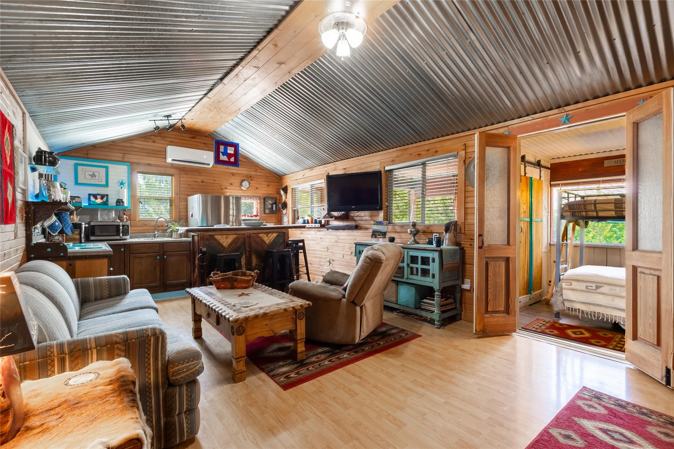 For a small space, this cabin offers plenty of sleeping space for guests.