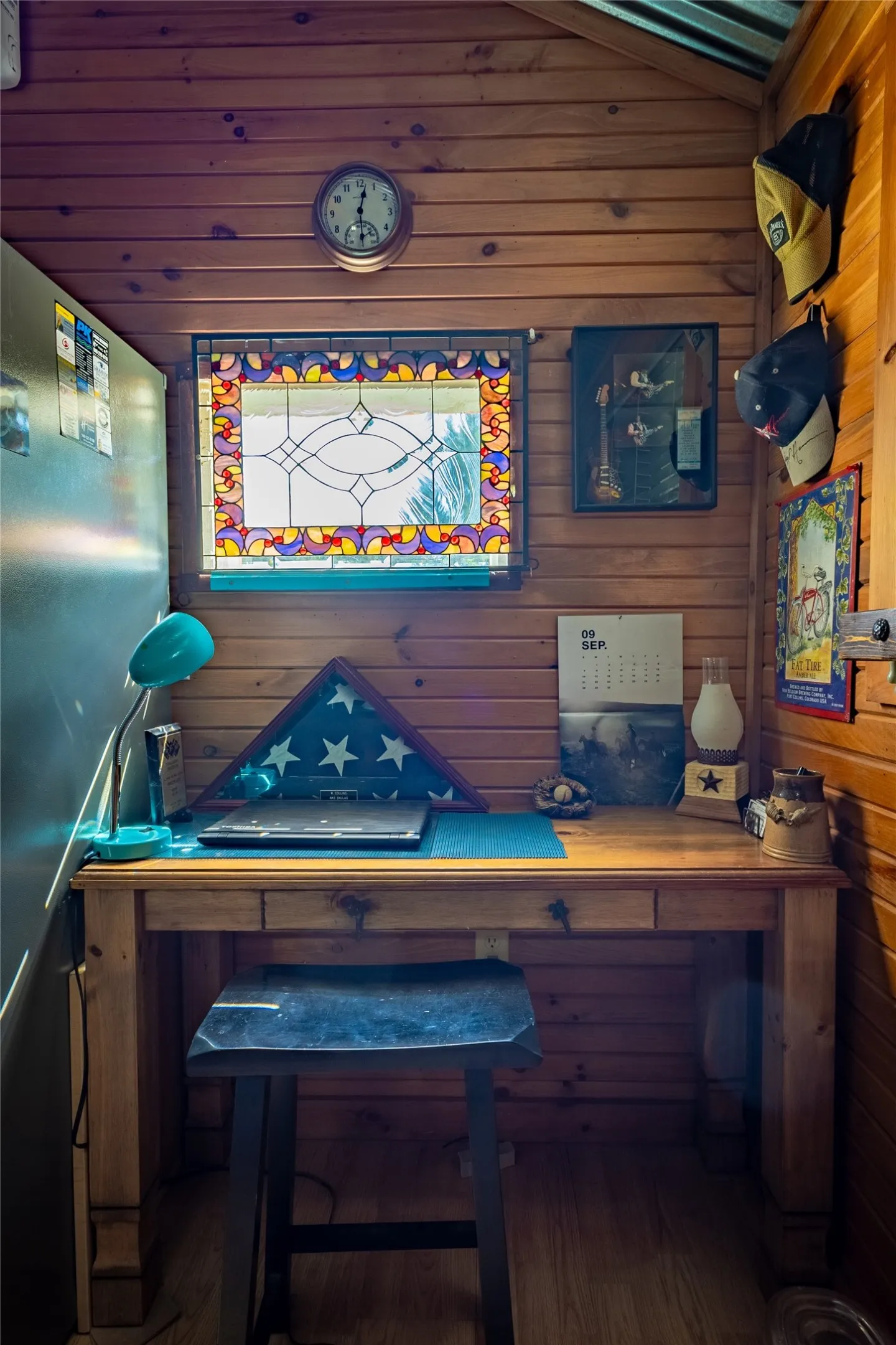 A nice desk area in the kitchen corner.