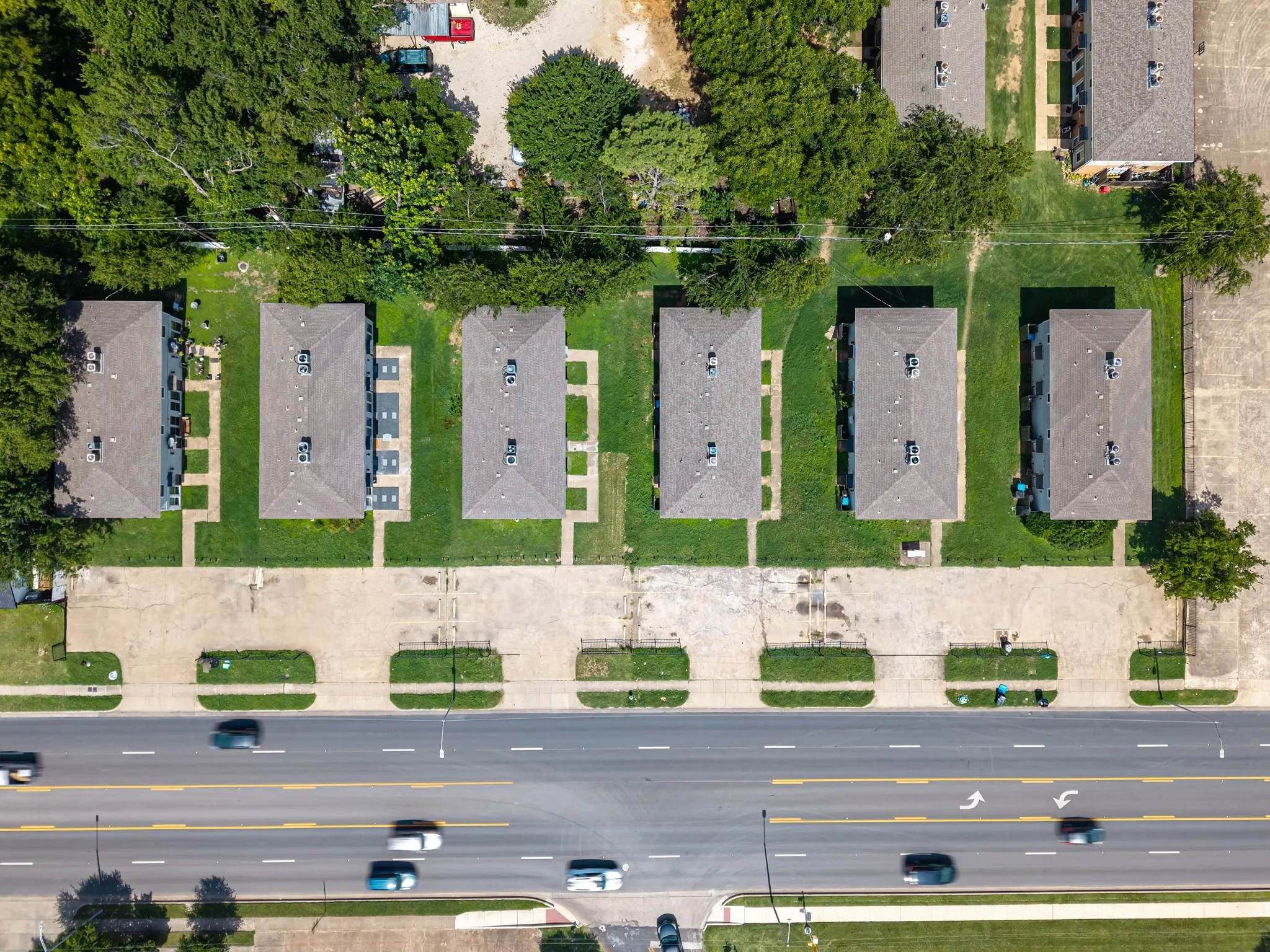 Aerial perspective of suburban area