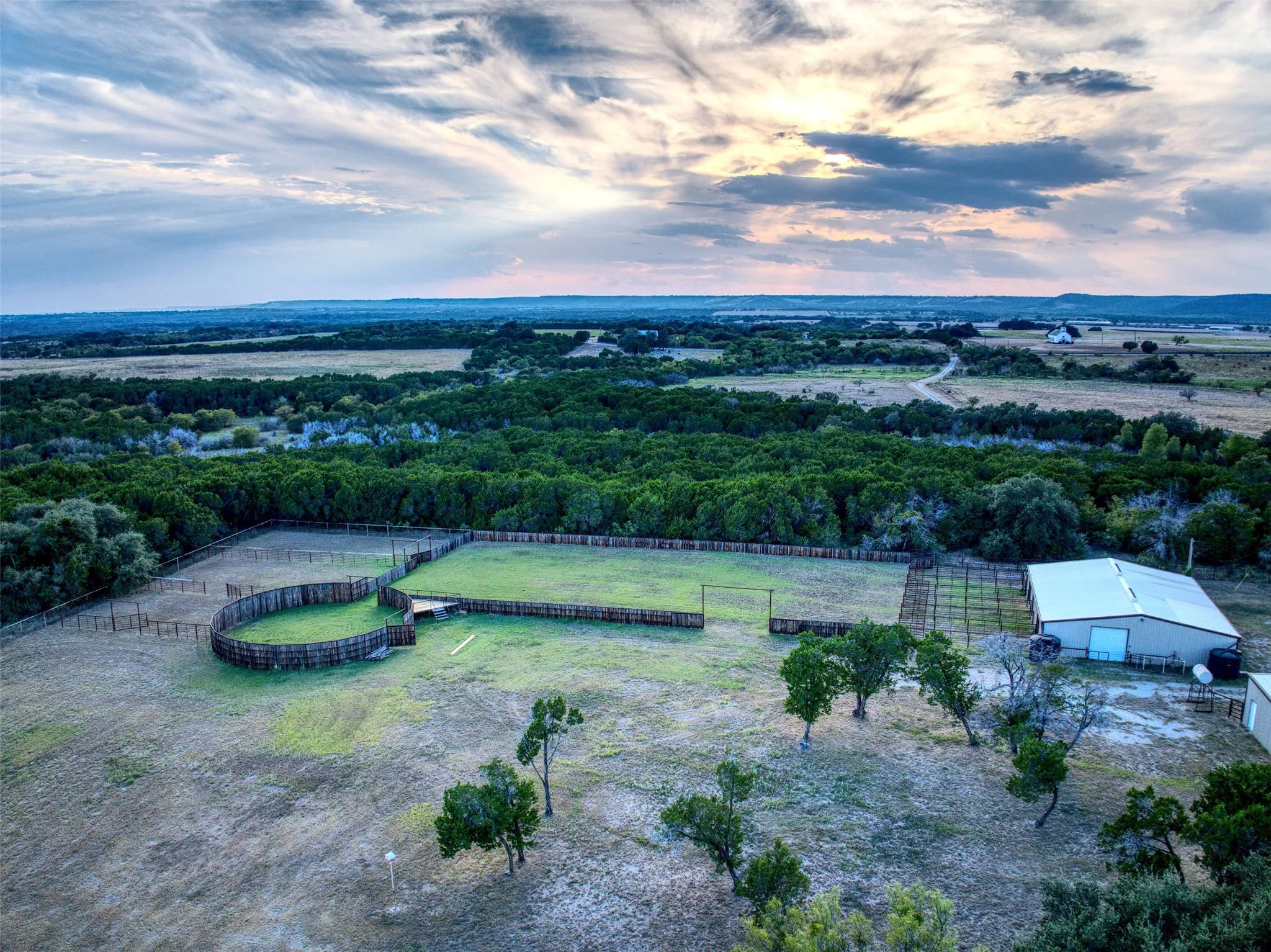 Aerial view at dusk of a view of rural / pastoral area