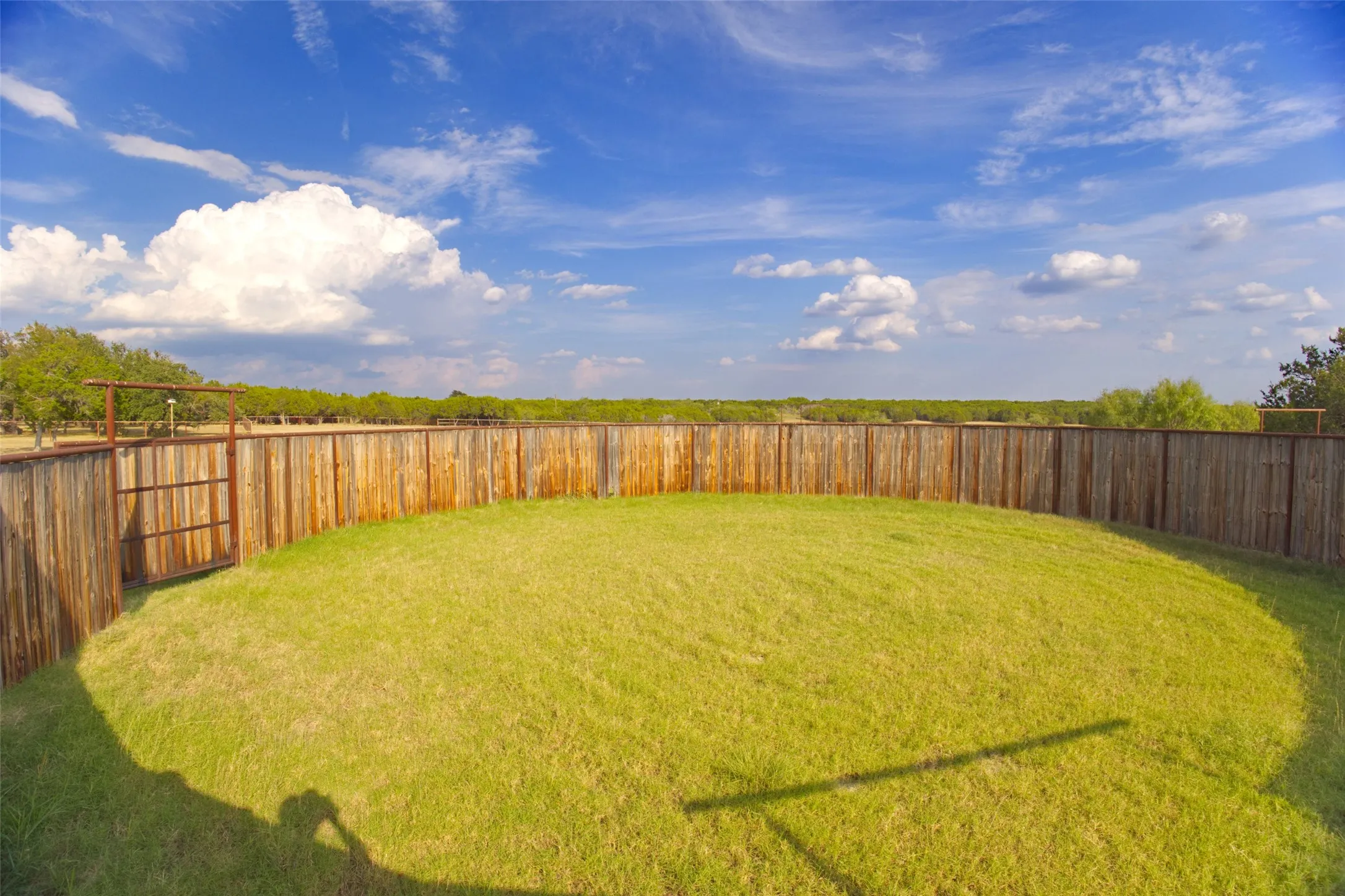 View of fenced backyard