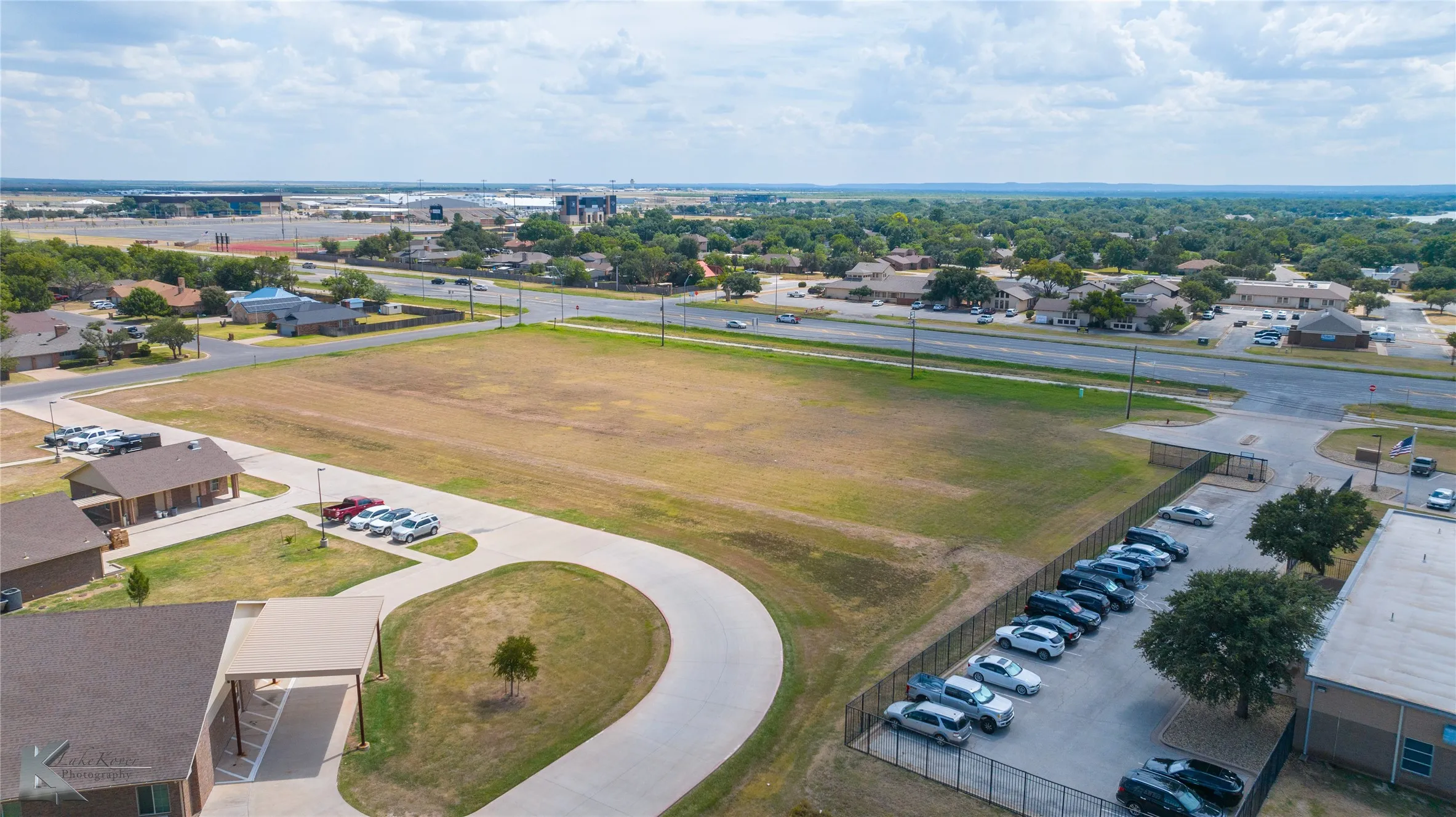 Aerial view of residential area