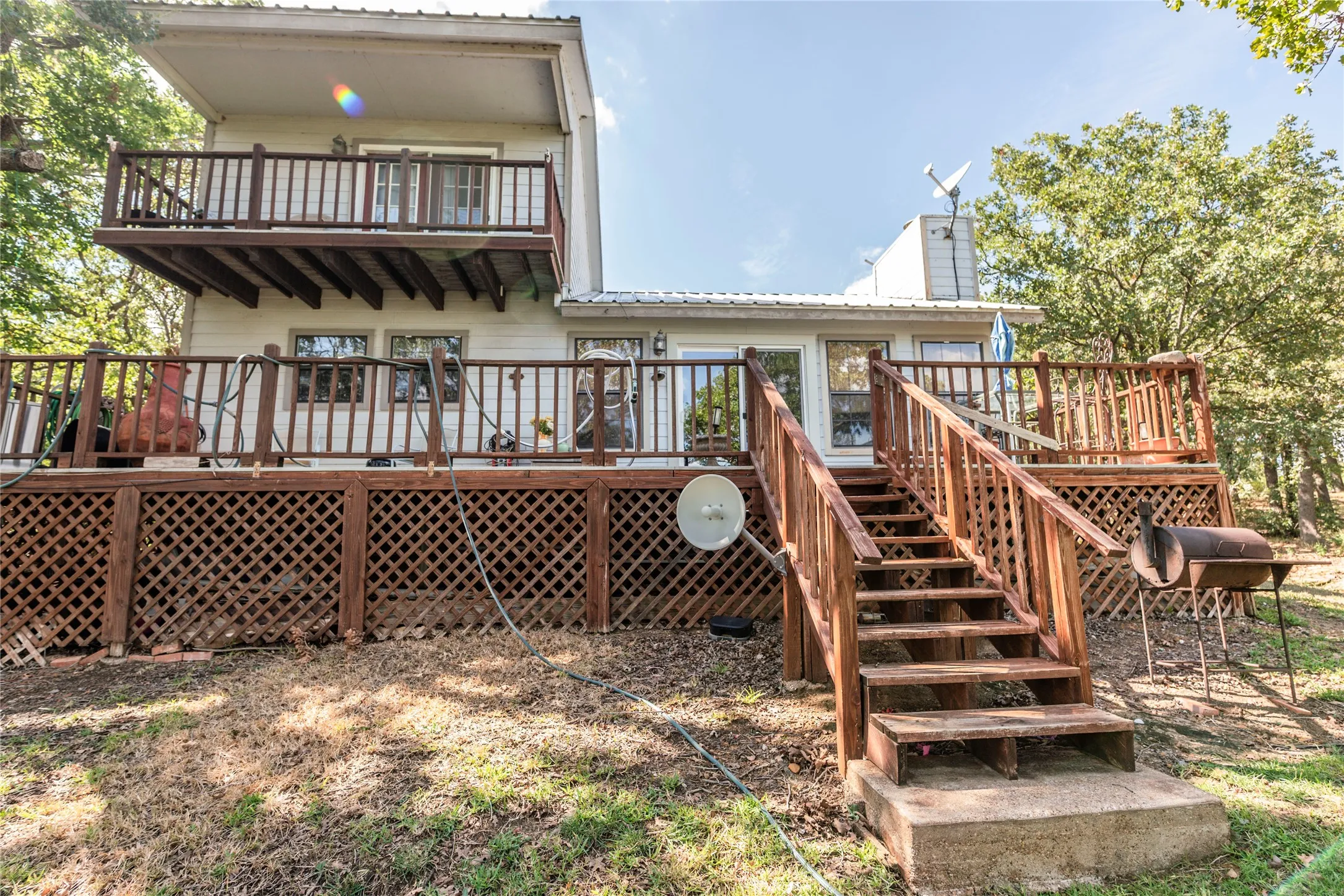 Deck featuring stairway