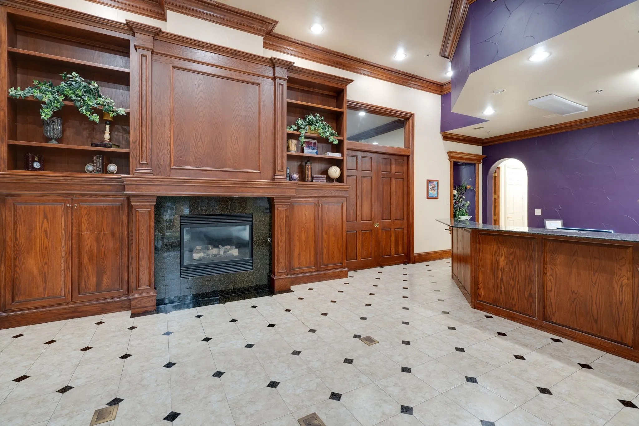 Fireplace in main lobby area.