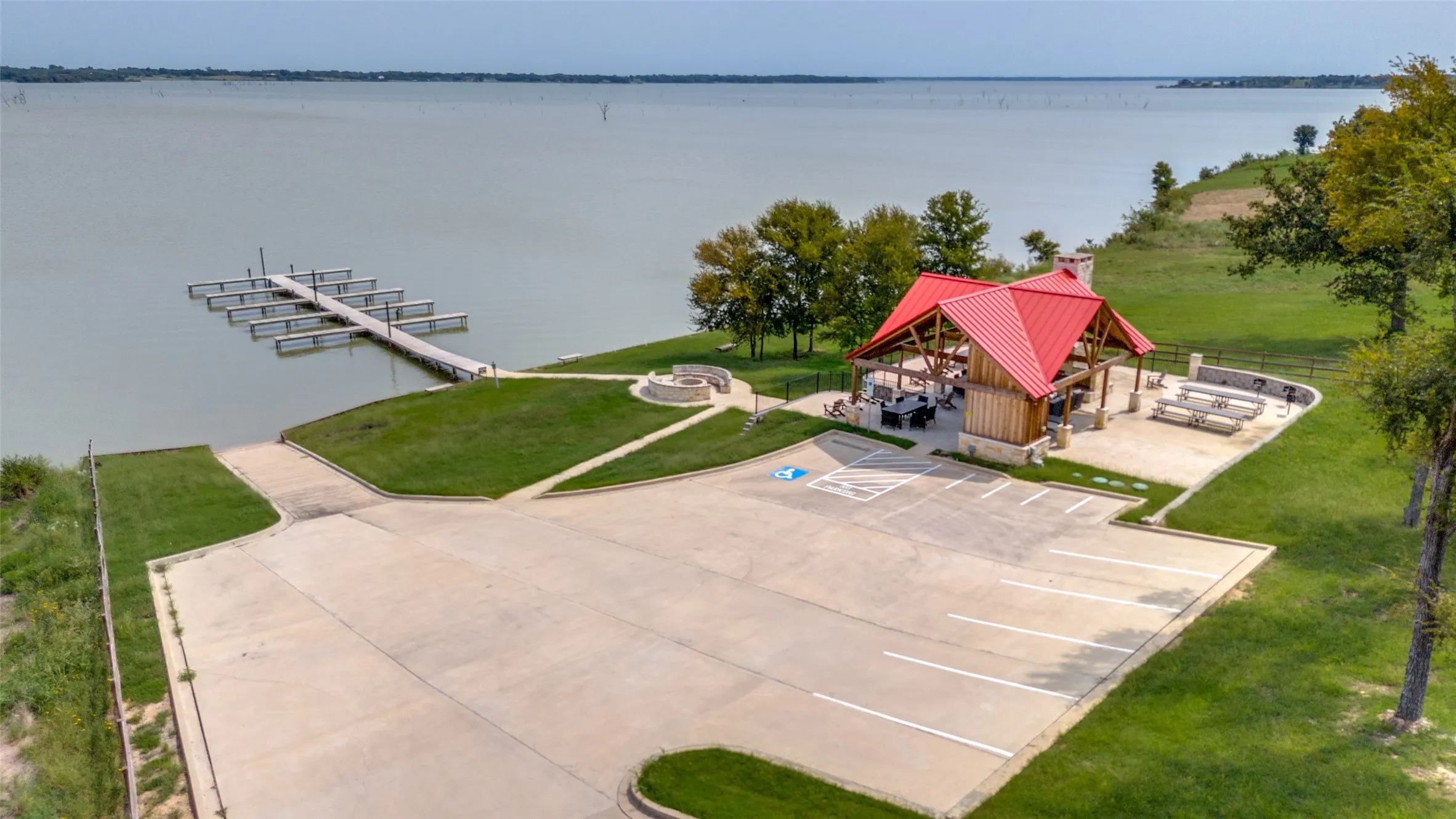 Aerial view of a large body of water