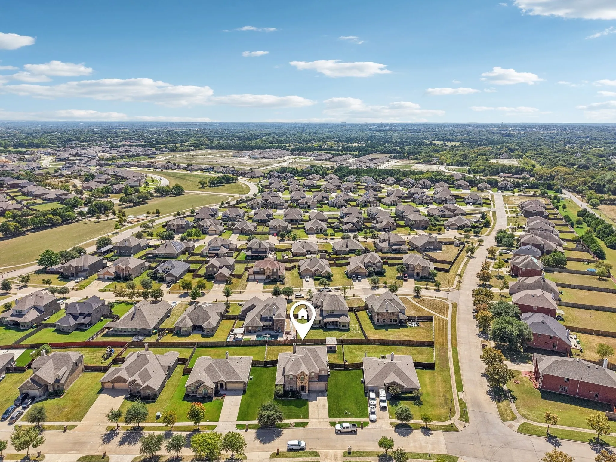 Aerial perspective of suburban area
