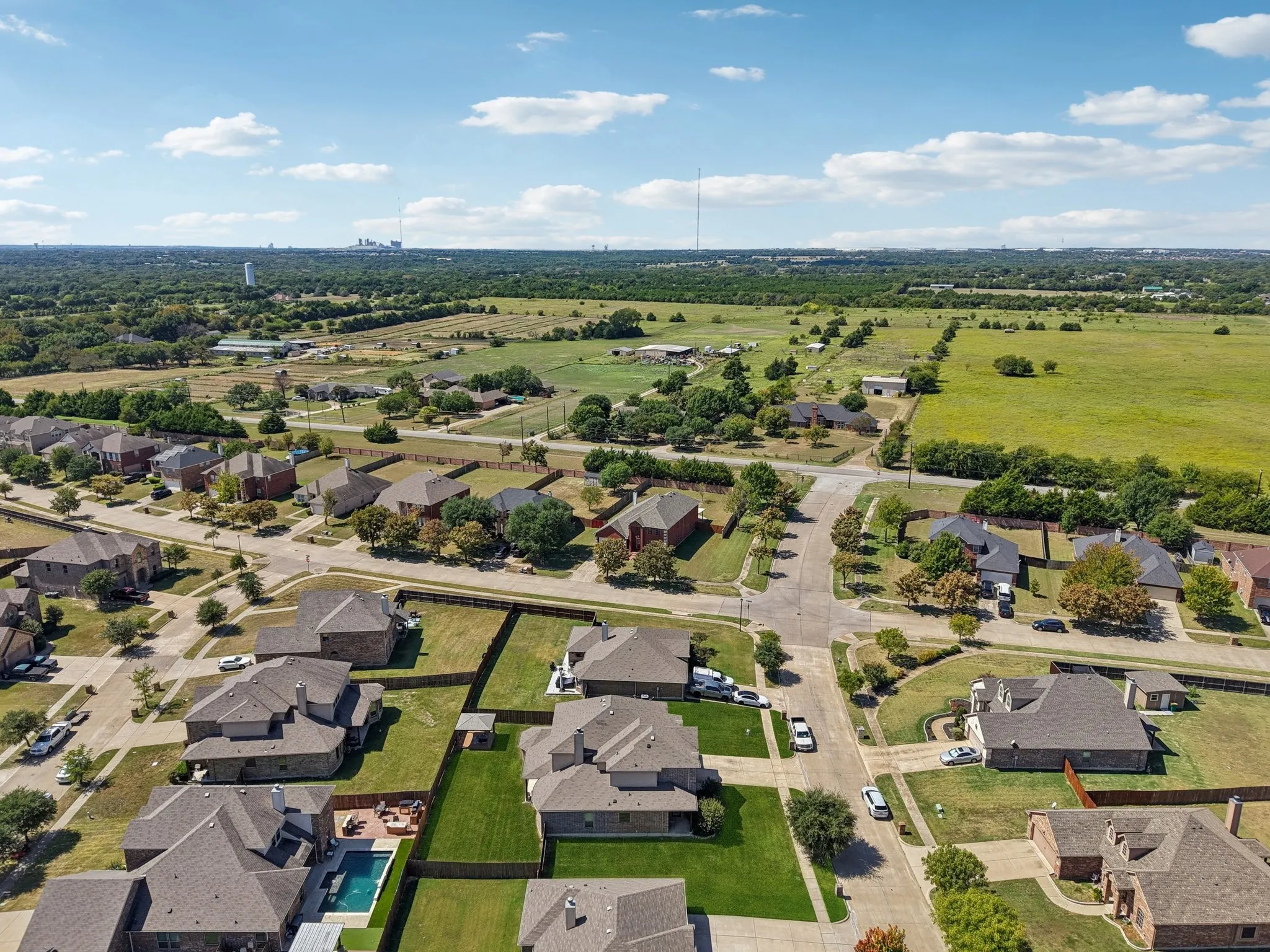Aerial perspective of suburban area